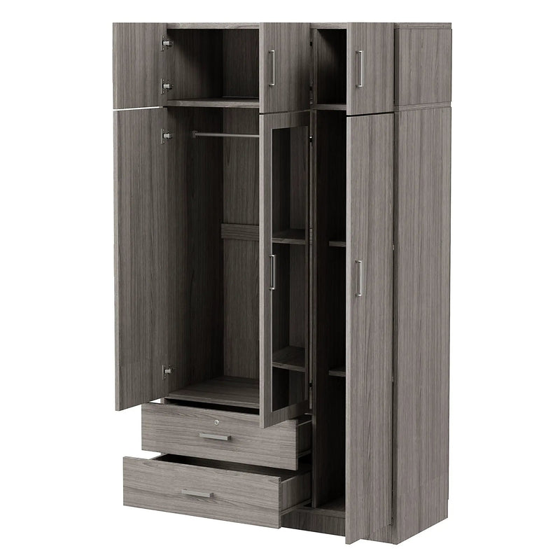Modern 3 Door Mirror Wardrobe With 2 Drawers And Top Cabinet by HouseOfZazla