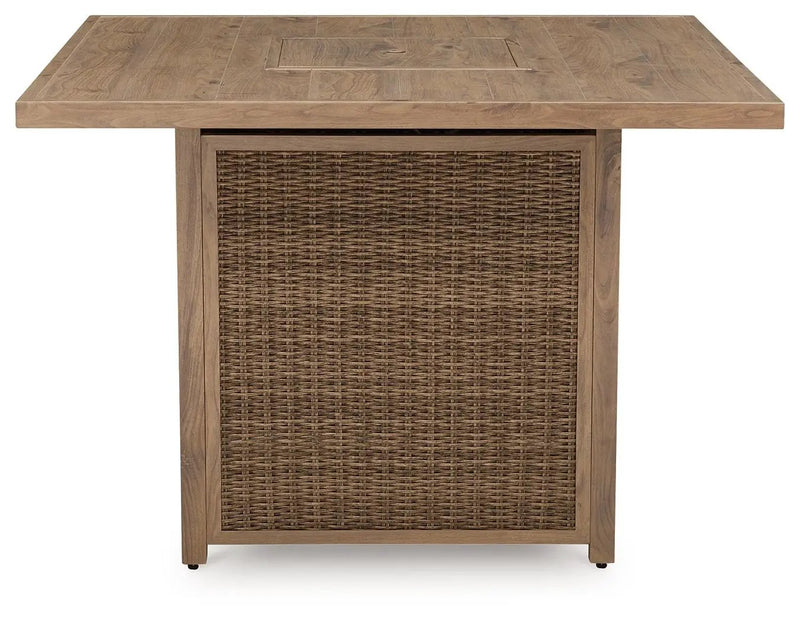Walton Bridge - Square Bar Table W/Fire Pit - Driftwood by Unique Piece Furniture