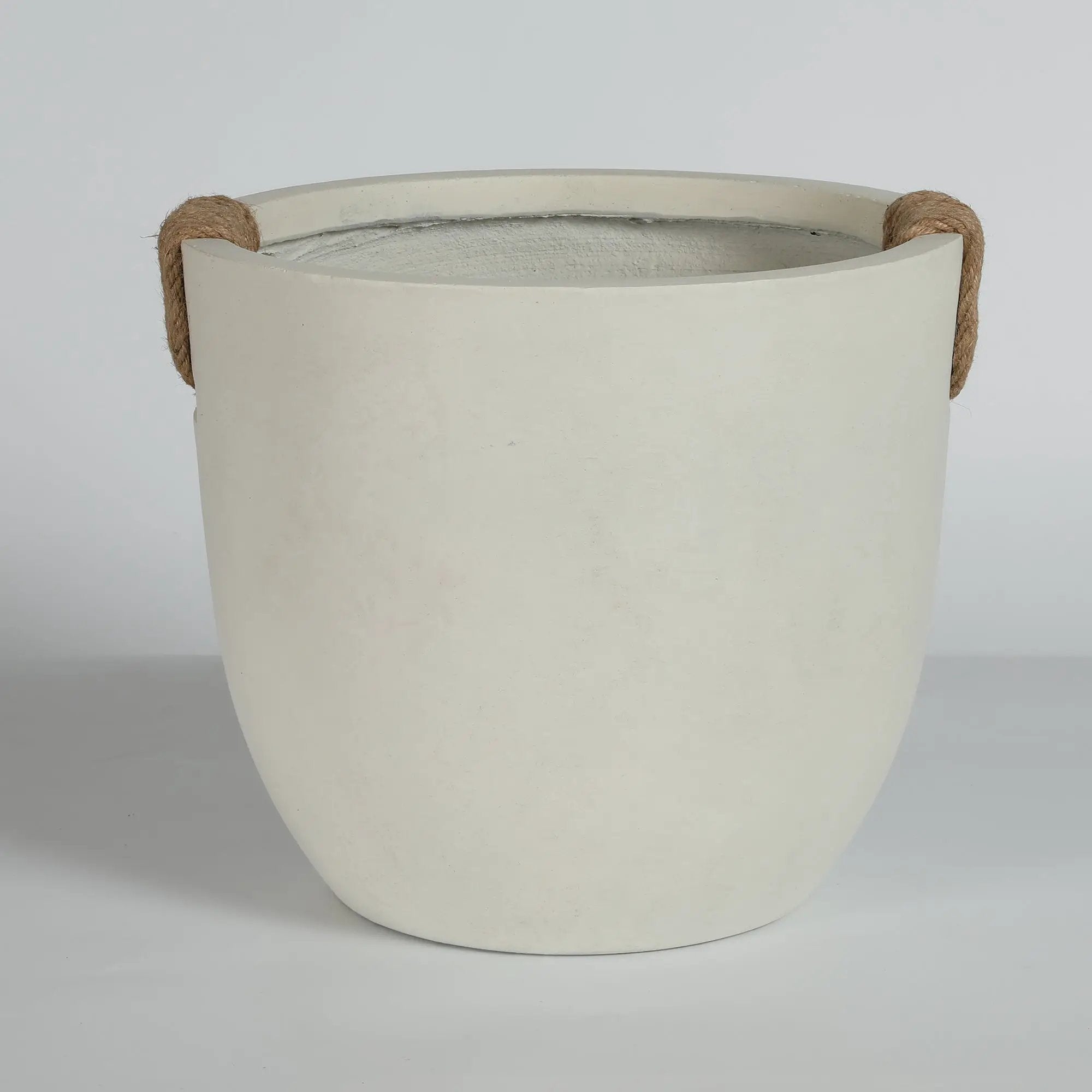 Round Concrete Planter Set of 2, Large Handmade Off White Pots by HouseOfZazla