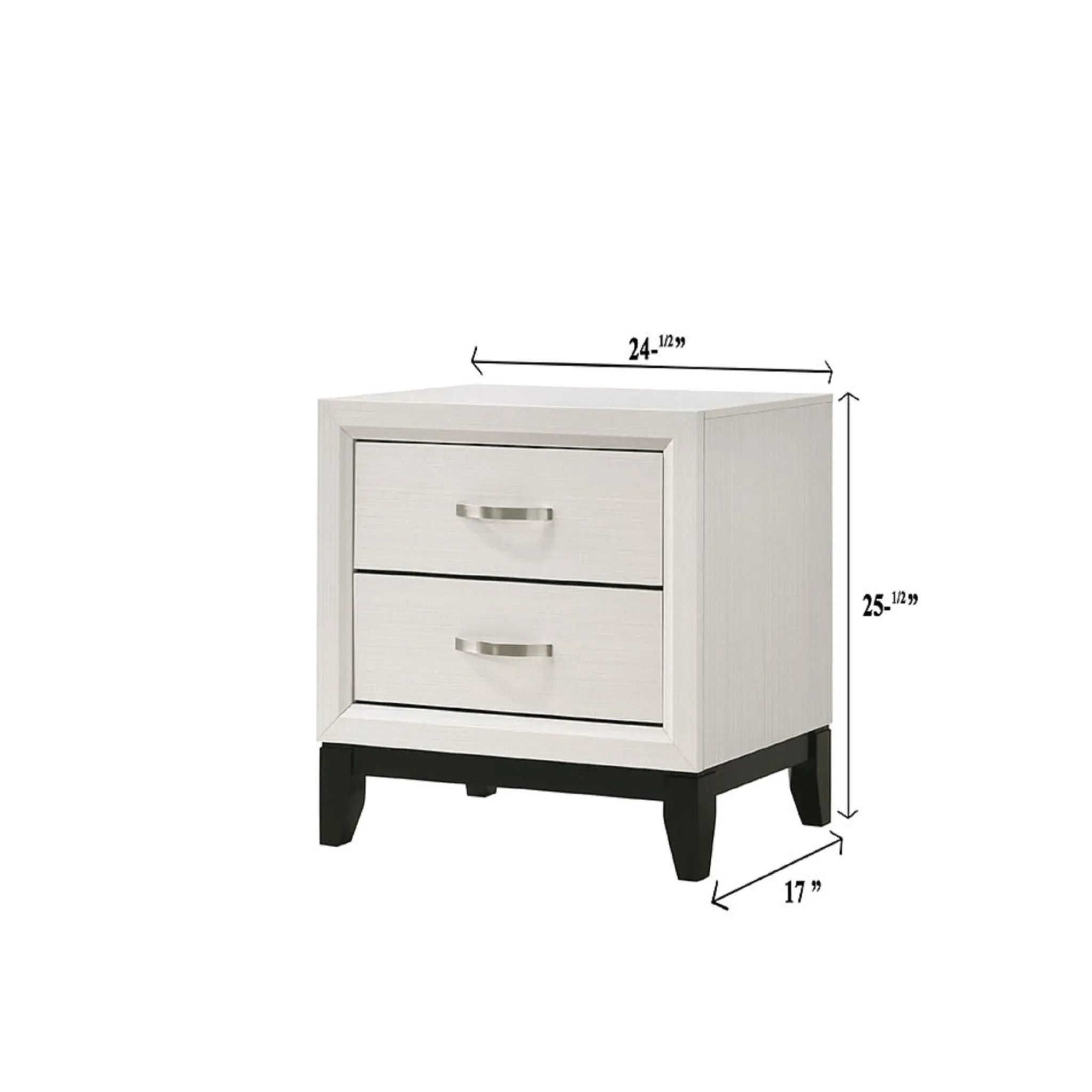 2 Drawer Nightstand With Handles Furniture For Bedroom - White by HouseOfZazla