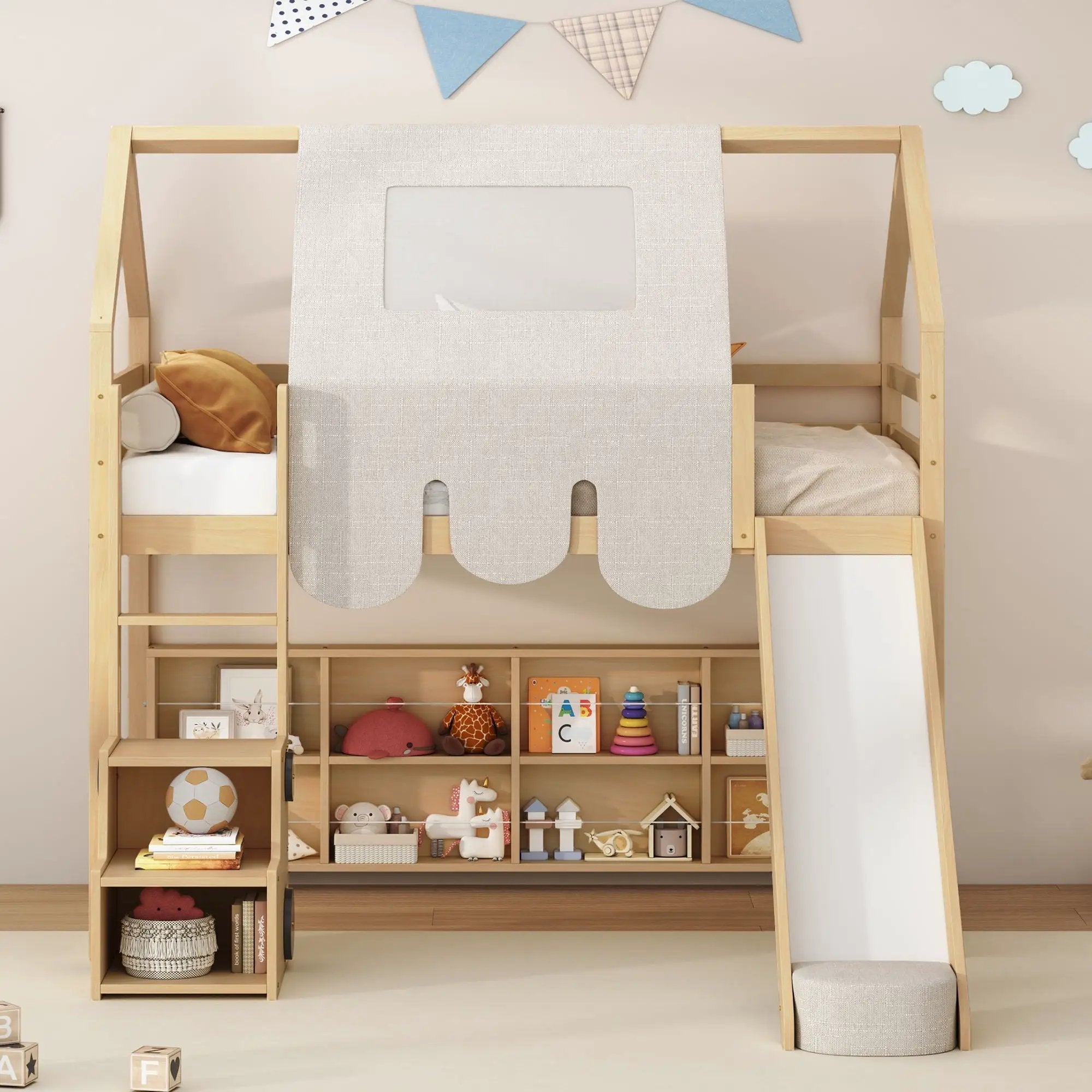 Loft Bed With House Shaped Frame And Tent by HouseOfZazla