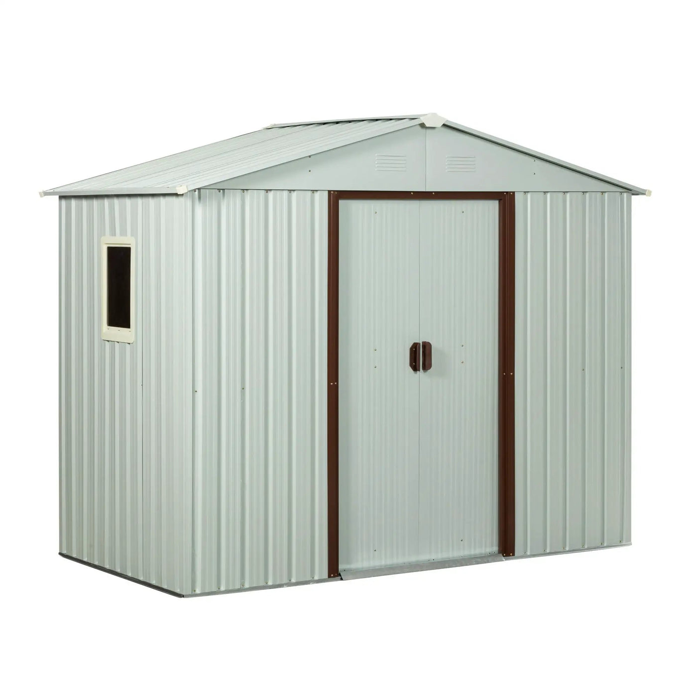 88.98" Outdoor Metal Storage Shed With Window by HouseOfZazla