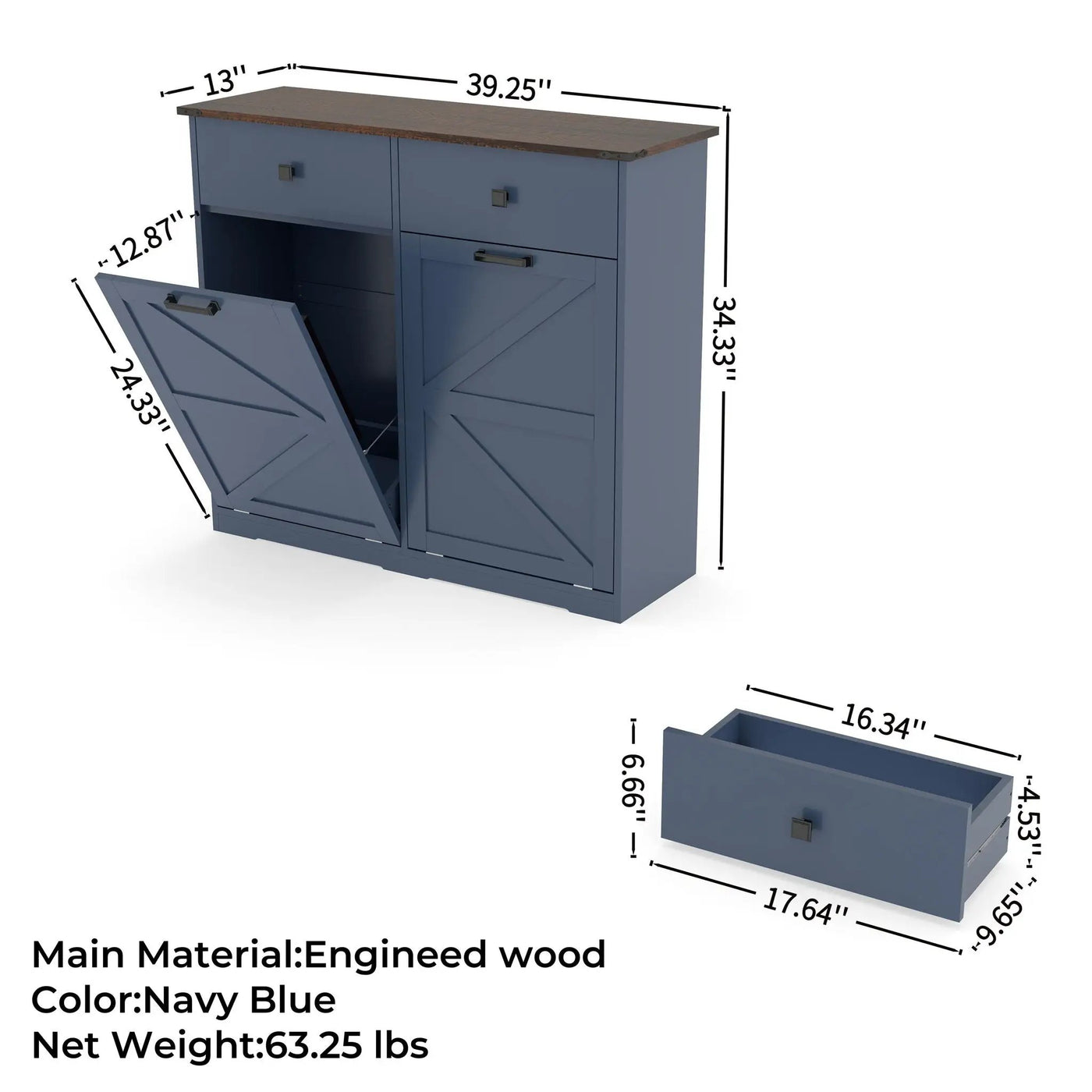 Double Tilt Out Trash Cabinet With Hideaway Drawer And Barn Door Style by HouseOfZazla