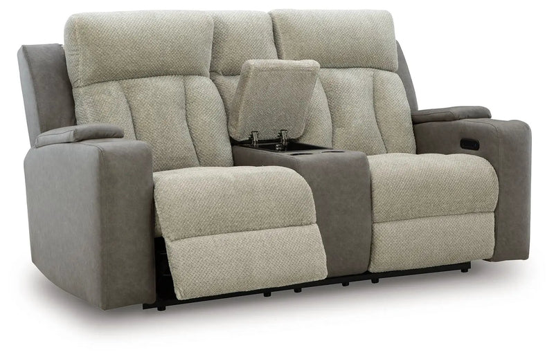 WhipLash - Power Reclining Loveseat With Console / Adj Headrest - Sisal by Unique Piece Furniture