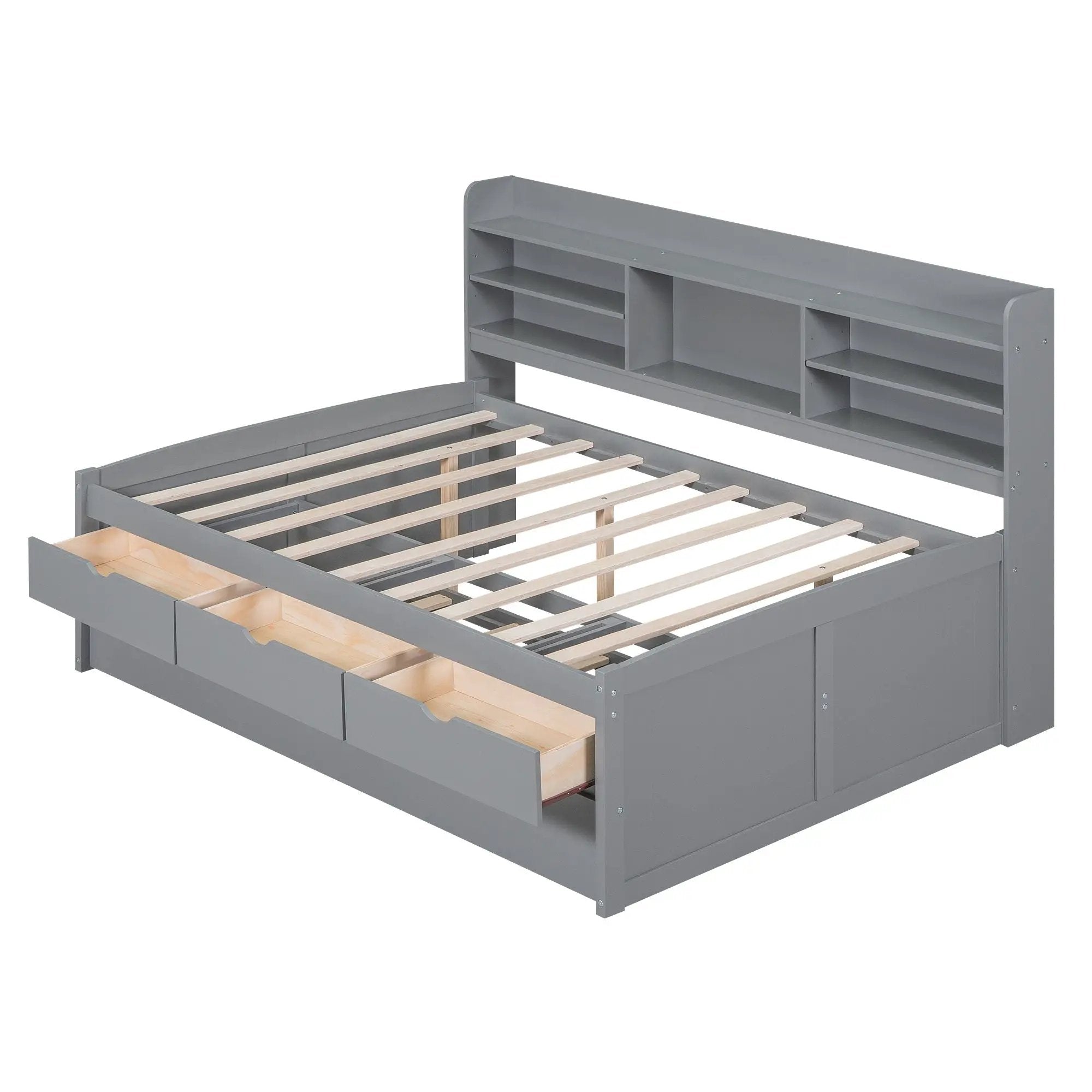 Captain Bed With Built In Bookshelves, 3 Storage Drawers, And Trundle by Unique Piece Furniture