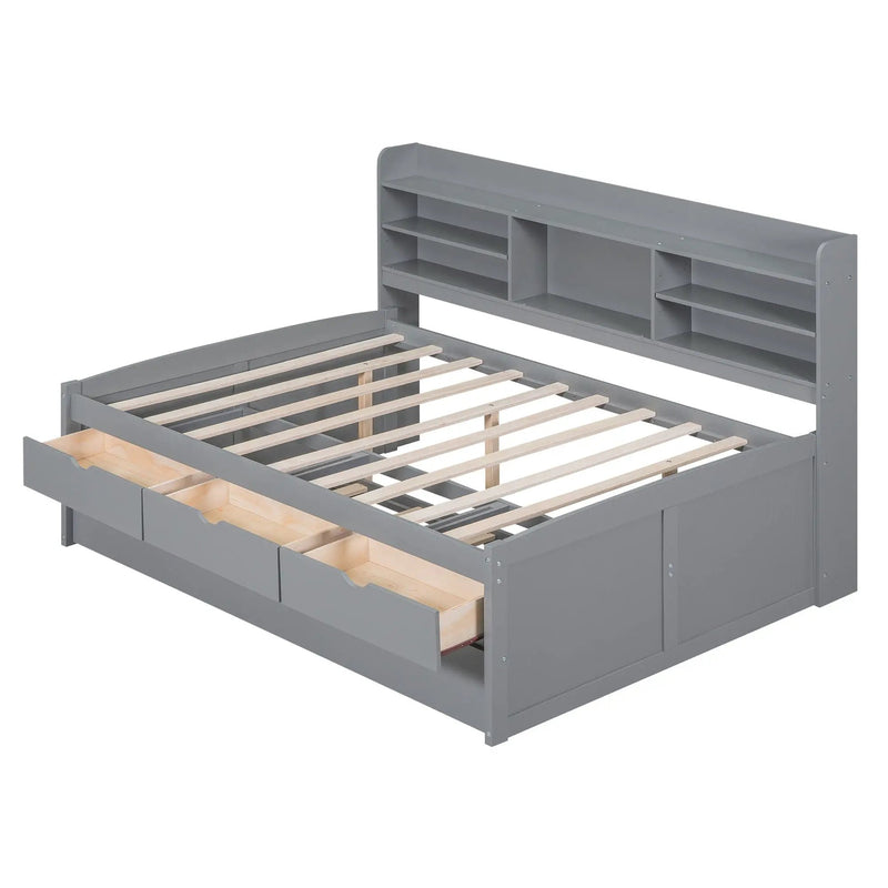 Captain Bed With Built In Bookshelves, 3 Storage Drawers, And Trundle by HouseOfZazla