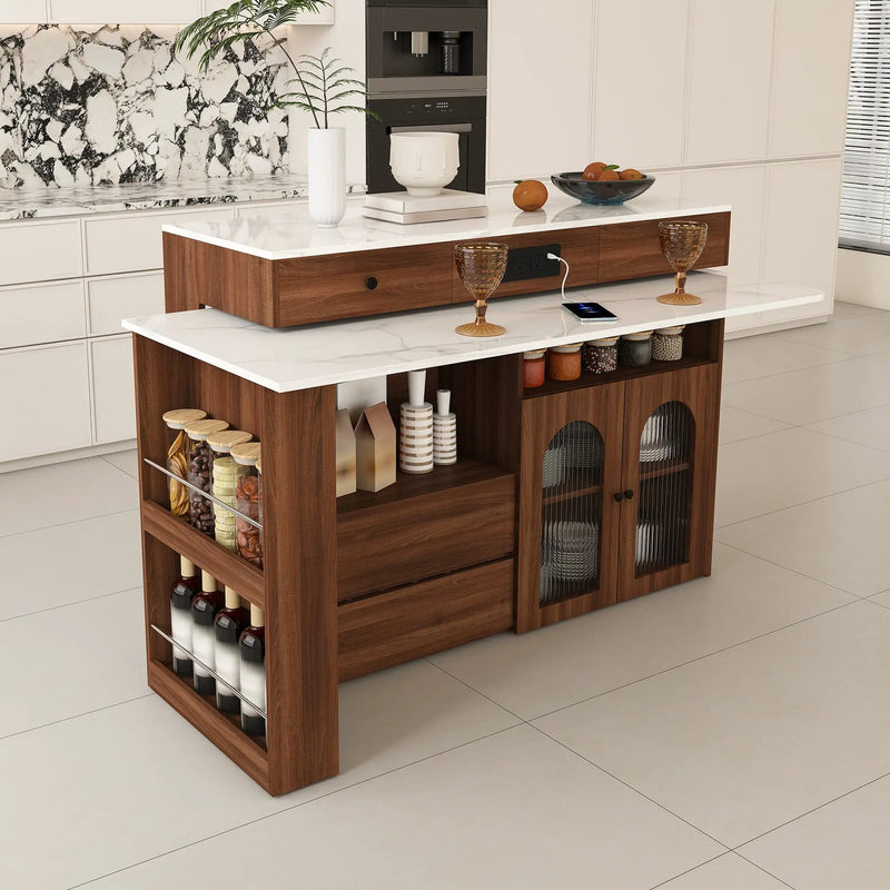 Extendable Kitchen Island with Rotating Table by HouseOfZazla