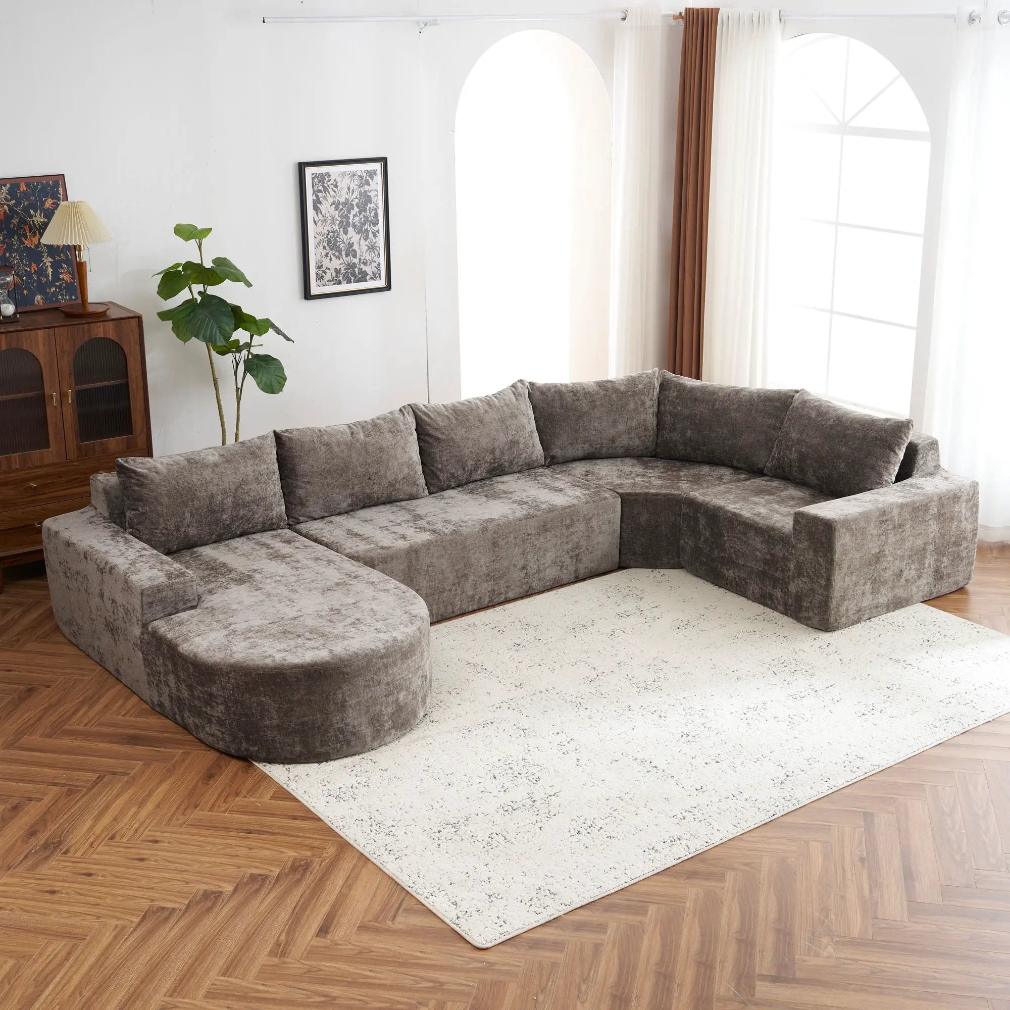 U-Shaped Oversized Modular Cloud Sectional Sofa With Deep Seat For Living Room by HouseOfZazla