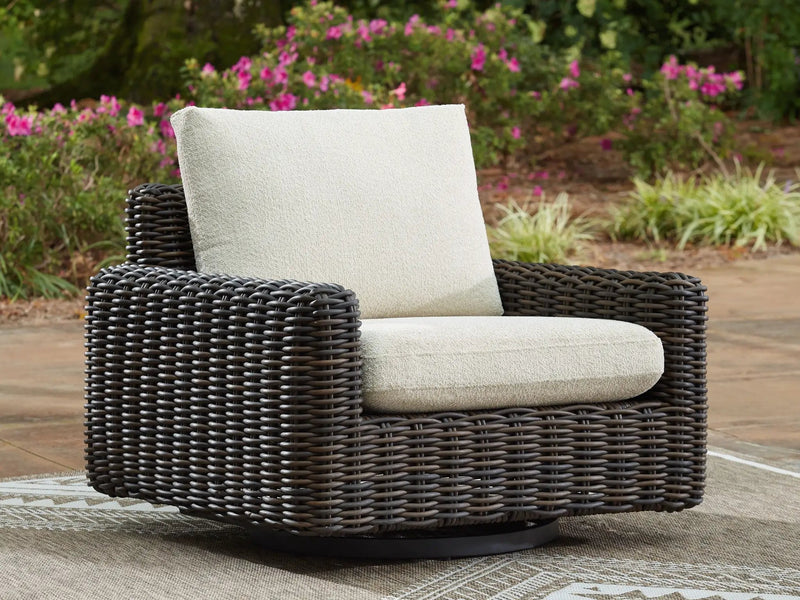 Kimora - Swivel Glider Lounge With Cushion - Beige / Dark Brown by Unique Piece Furniture