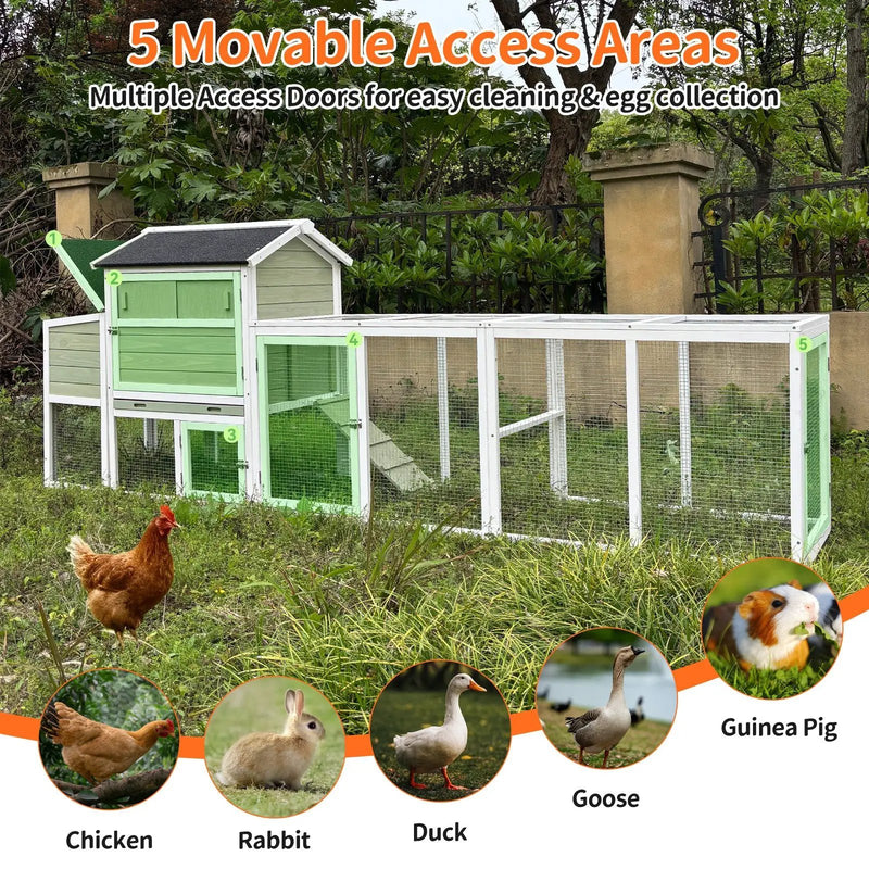 Wooden Chicken Coop, Large Outdoor Hen House with Run and Nesting Box by HouseOfZazla