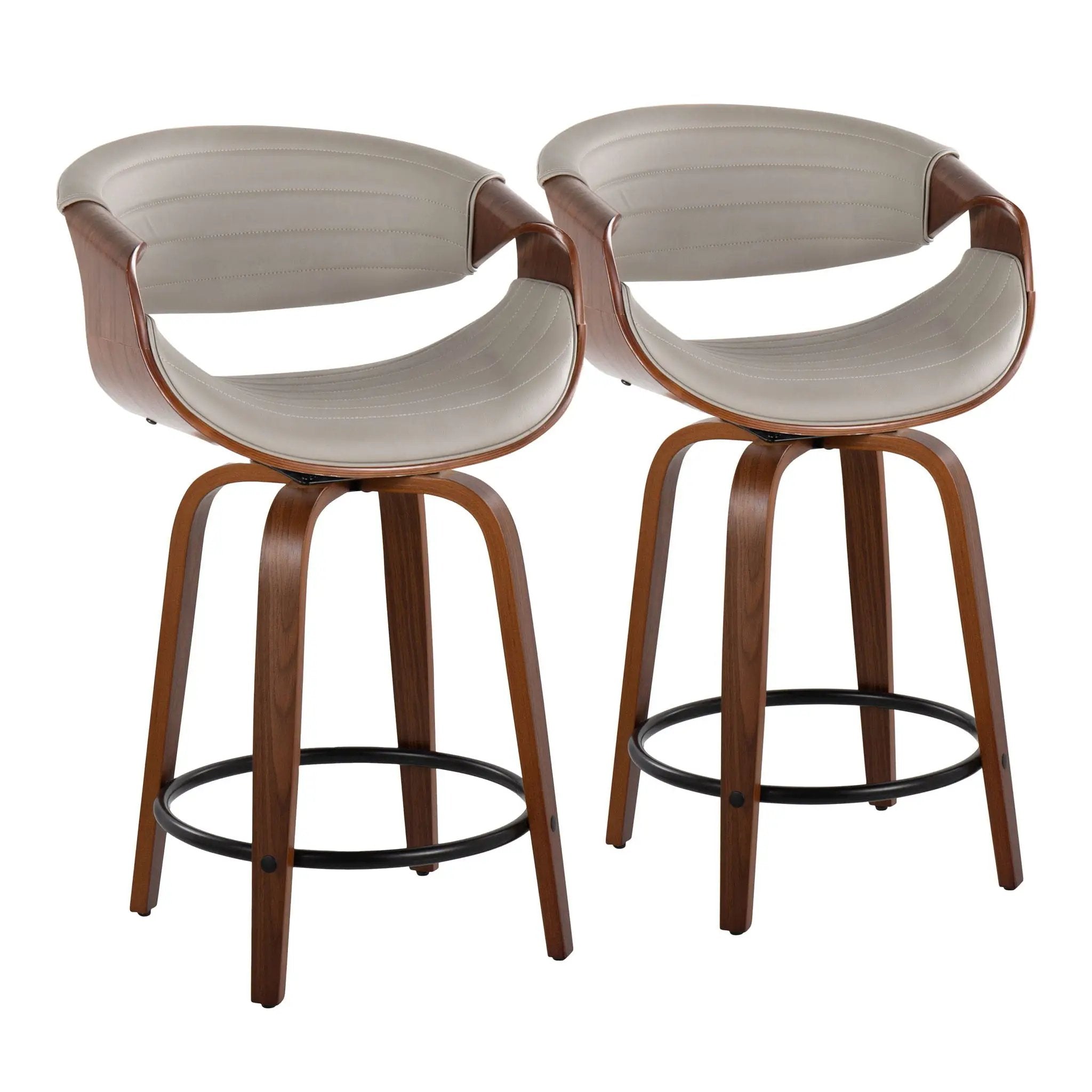 Symphony - Mid Century Modern Fixed Height Counter Stool With Swivel With Round Footrest (Set of 2) by HouseOfZazla