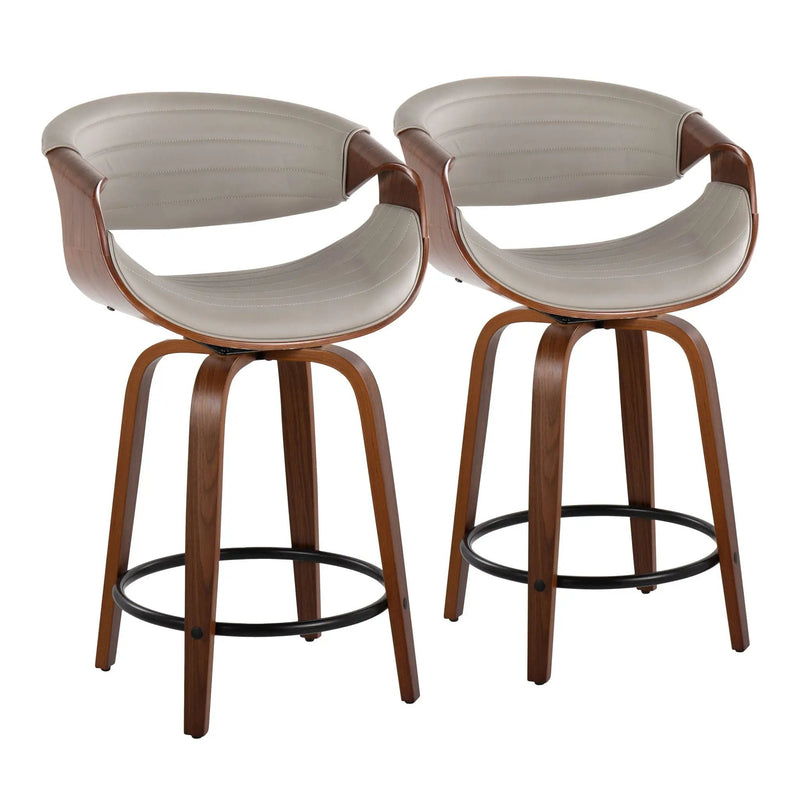 Symphony - Mid Century Modern Fixed Height Counter Stool With Swivel With Round Footrest (Set of 2) by HouseOfZazla