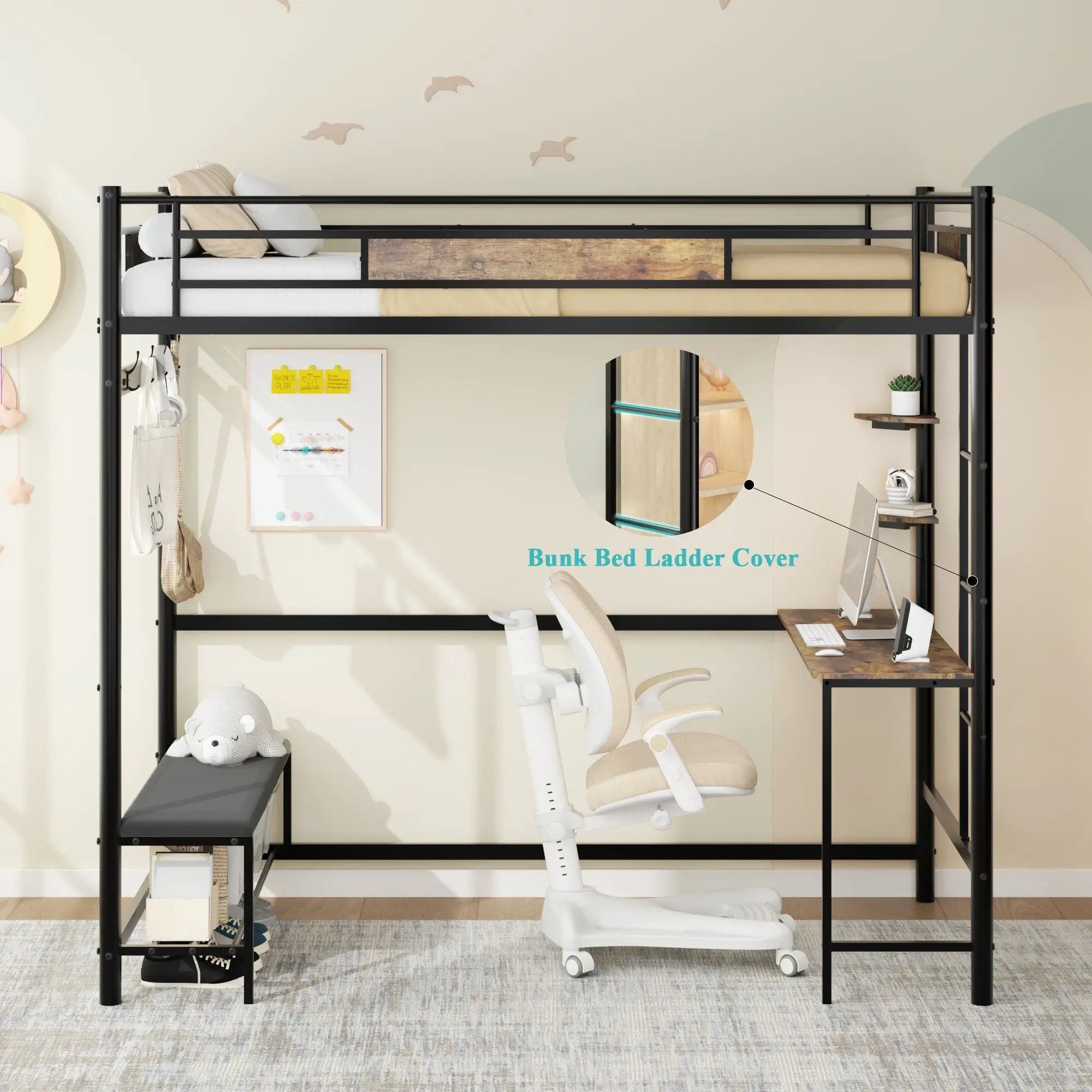 Twin Size Loft Bed Frame with Storage by HouseOfZazla