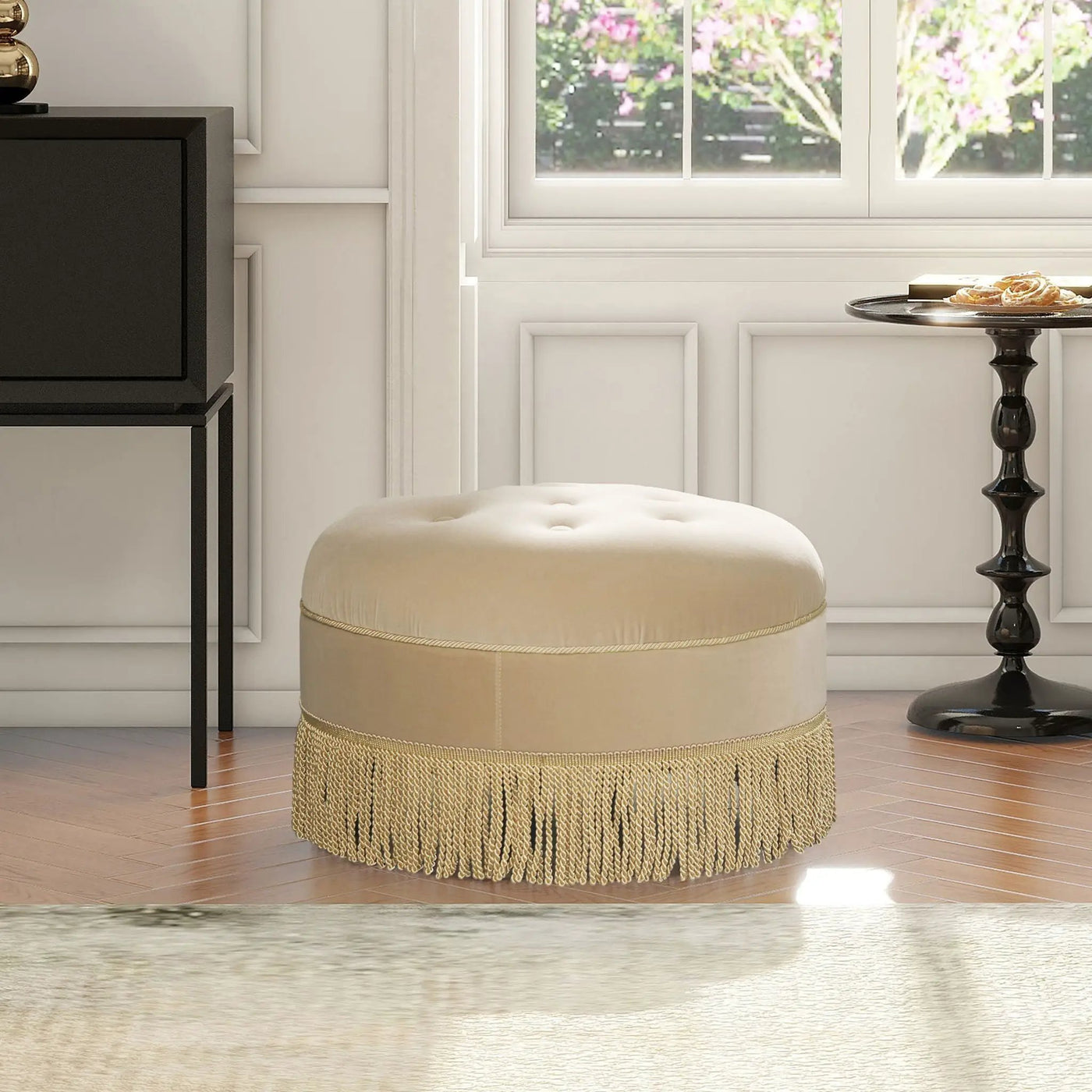 Yolanda - Round Upholstered Accent Ottoman by Unique Piece Furniture