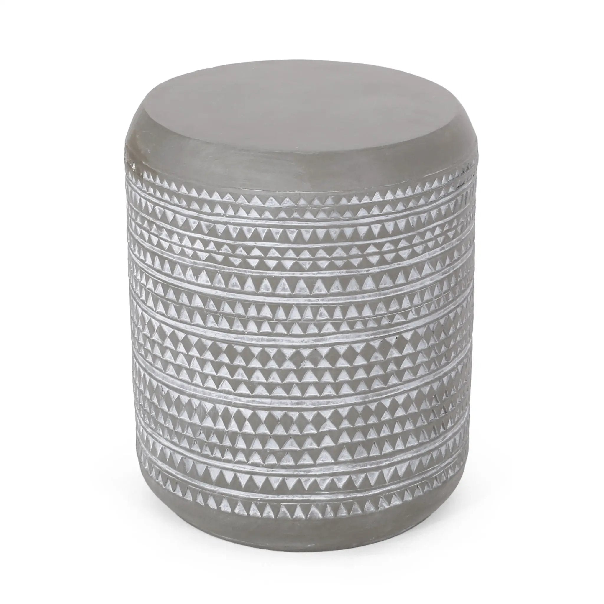 Outdoor Side Table With Cylindrical Shape - White by HouseOfZazla