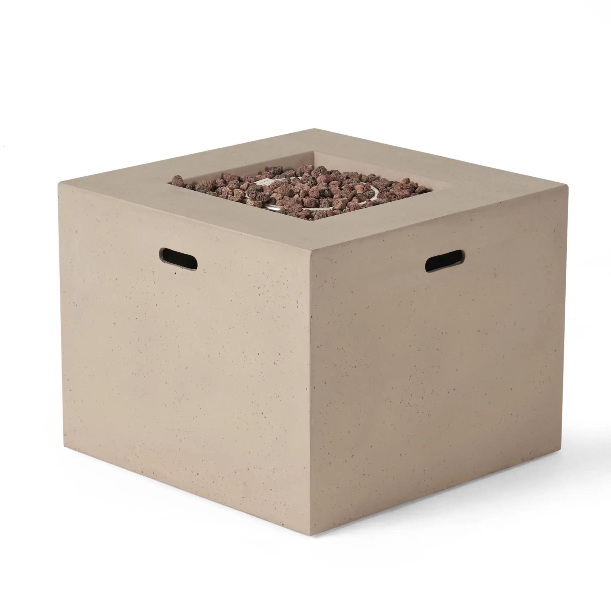 Outdoor Patio Square Gas Burning Concrete Fire Pit 40,000 BTU by HouseOfZazla