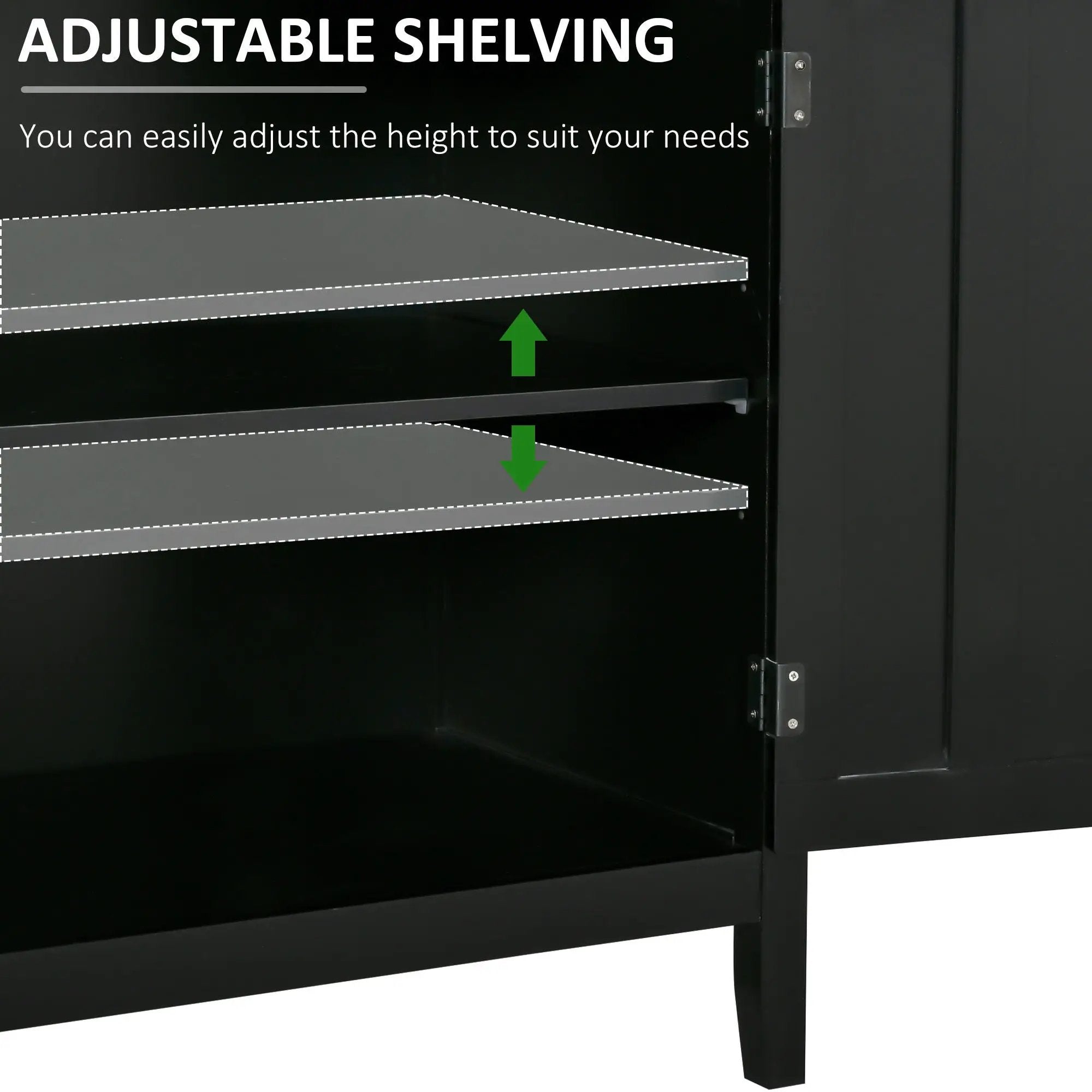 Homcom - Sideboard Buffet Cabinet, Kitchen Cabinet, Coffee Bar Cabinet With 2 Doors And Adjustable Shelves For Entryway Living Room - Black by Unique Piece Furniture