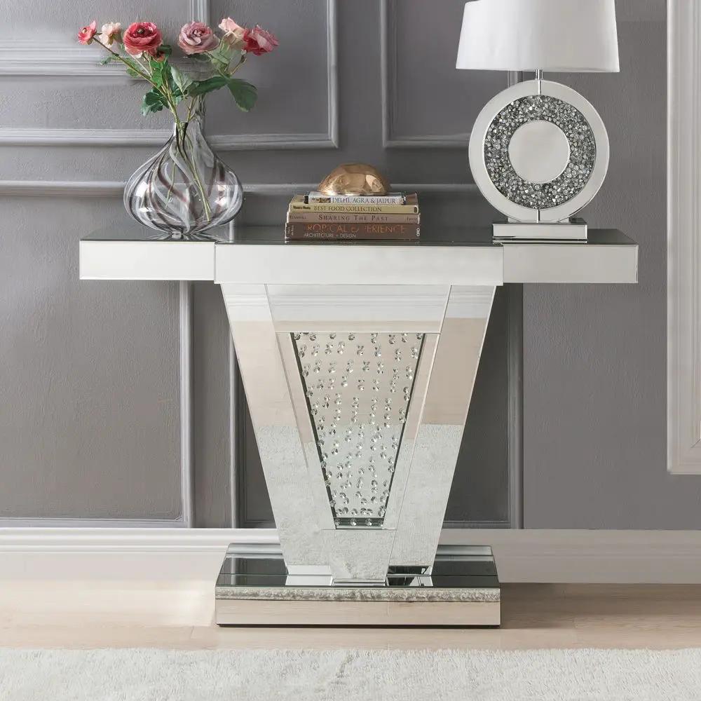Nysa - 32"H Console Table - Mirrored & Faux Crystals by Unique Piece Furniture