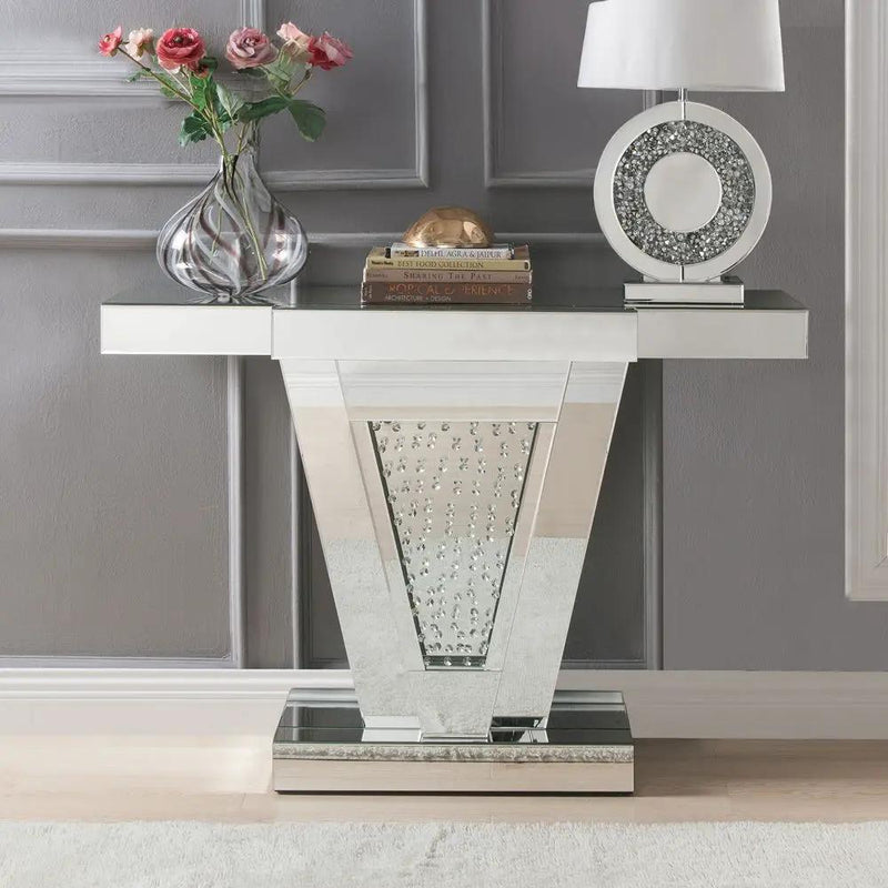 Nysa - 32"H Console Table - Mirrored & Faux Crystals by Unique Piece Furniture