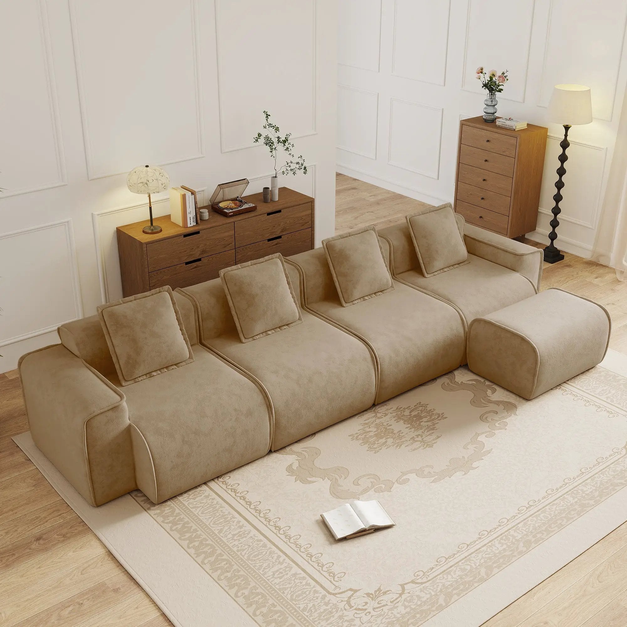 Streamlined Design Modular 4 Seat L Shape Sectional Sofa by HouseOfZazla