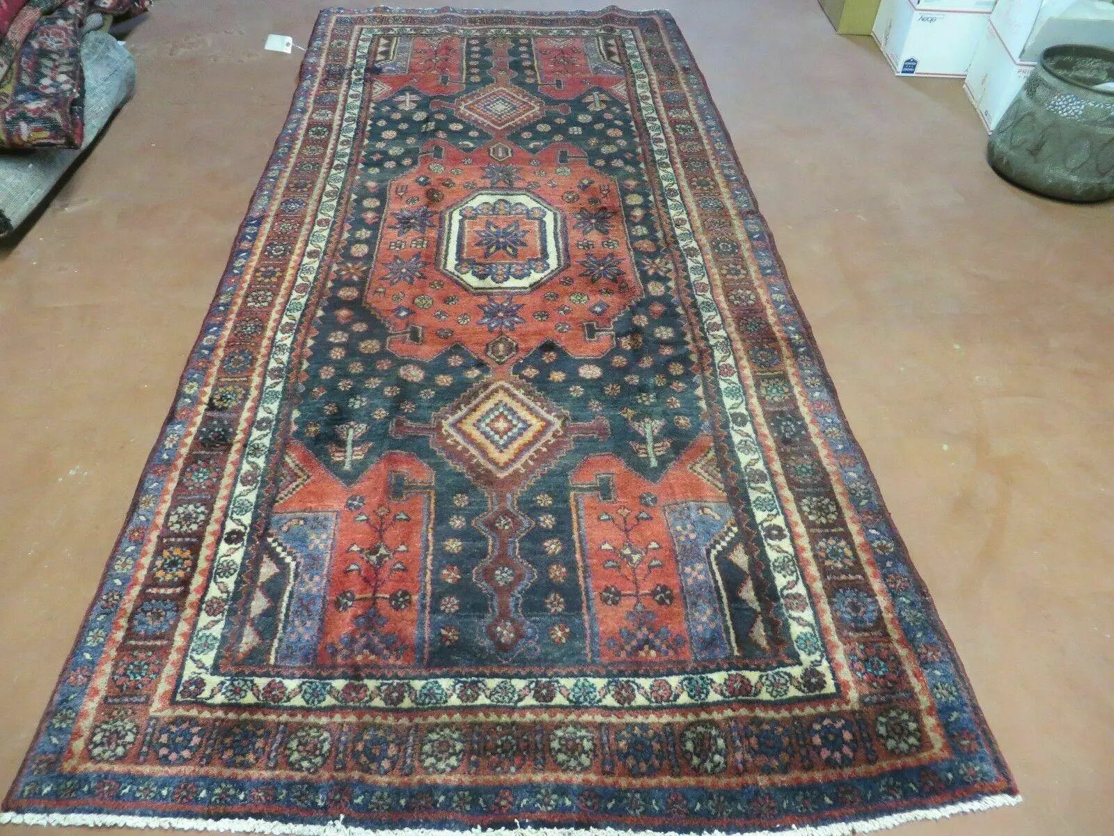 4' X 9' Antique Handmade Turkish Tribal Oriental Geometric Wool Rug # 605 by Jewel Rugs