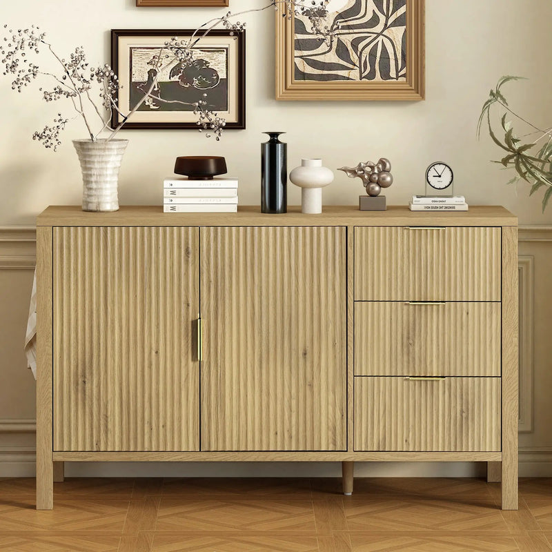 U-Style Modern Wave-Pattern Sideboard with 3 Drawers by HouseOfZazla