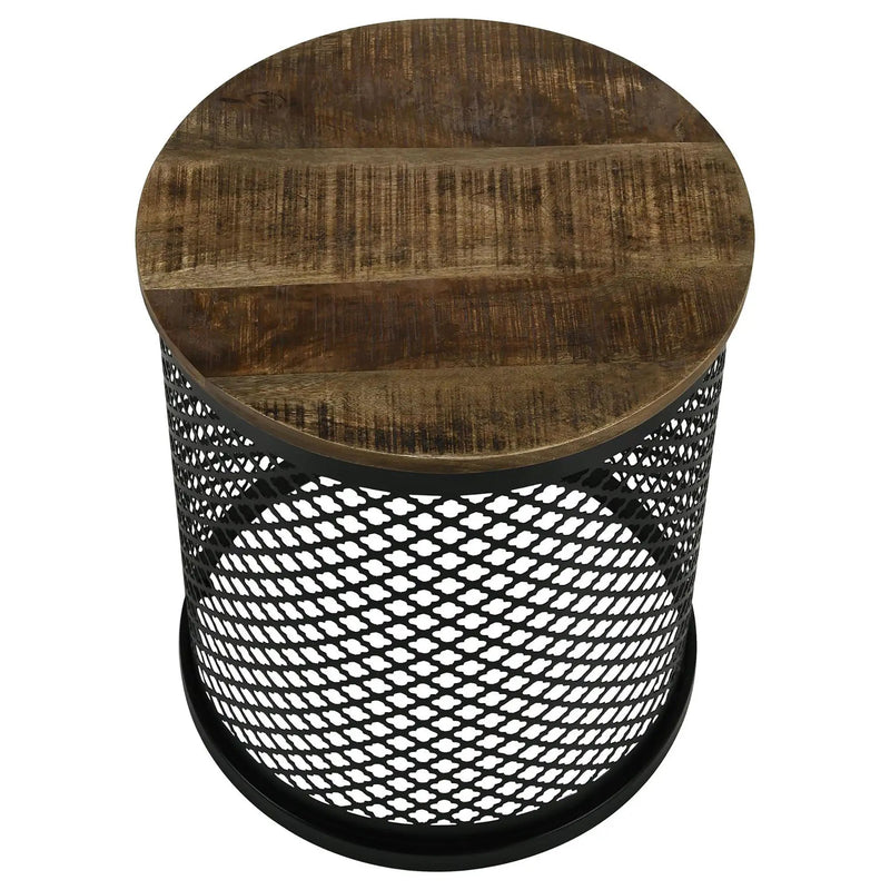 Drum Base Accent Table - Brown by HouseOfZazla