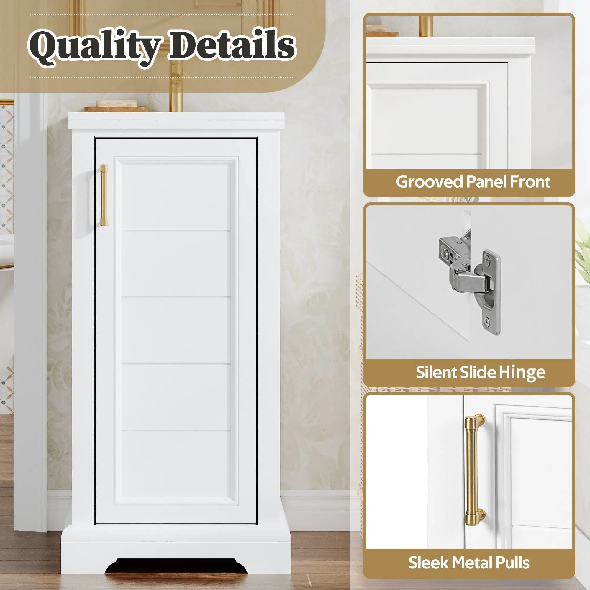Bathroom Vanity With Sink, Soft Close Door, Adjustable Shelf, Freestanding Single Unit - White
