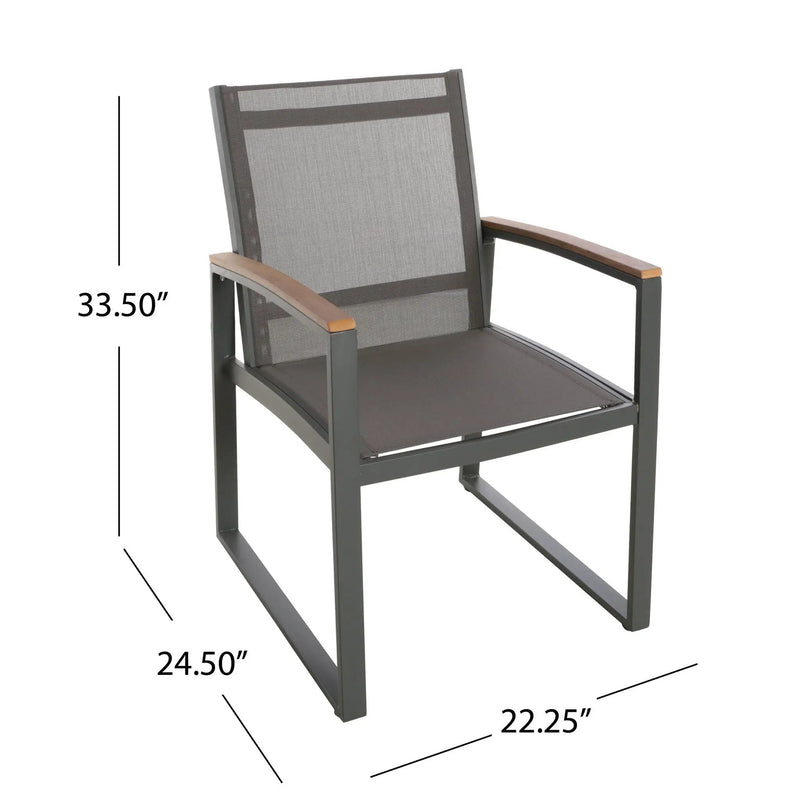 Aresha Metal Outdoor Dining Armchair (Set of 2) - Gray by HouseOfZazla