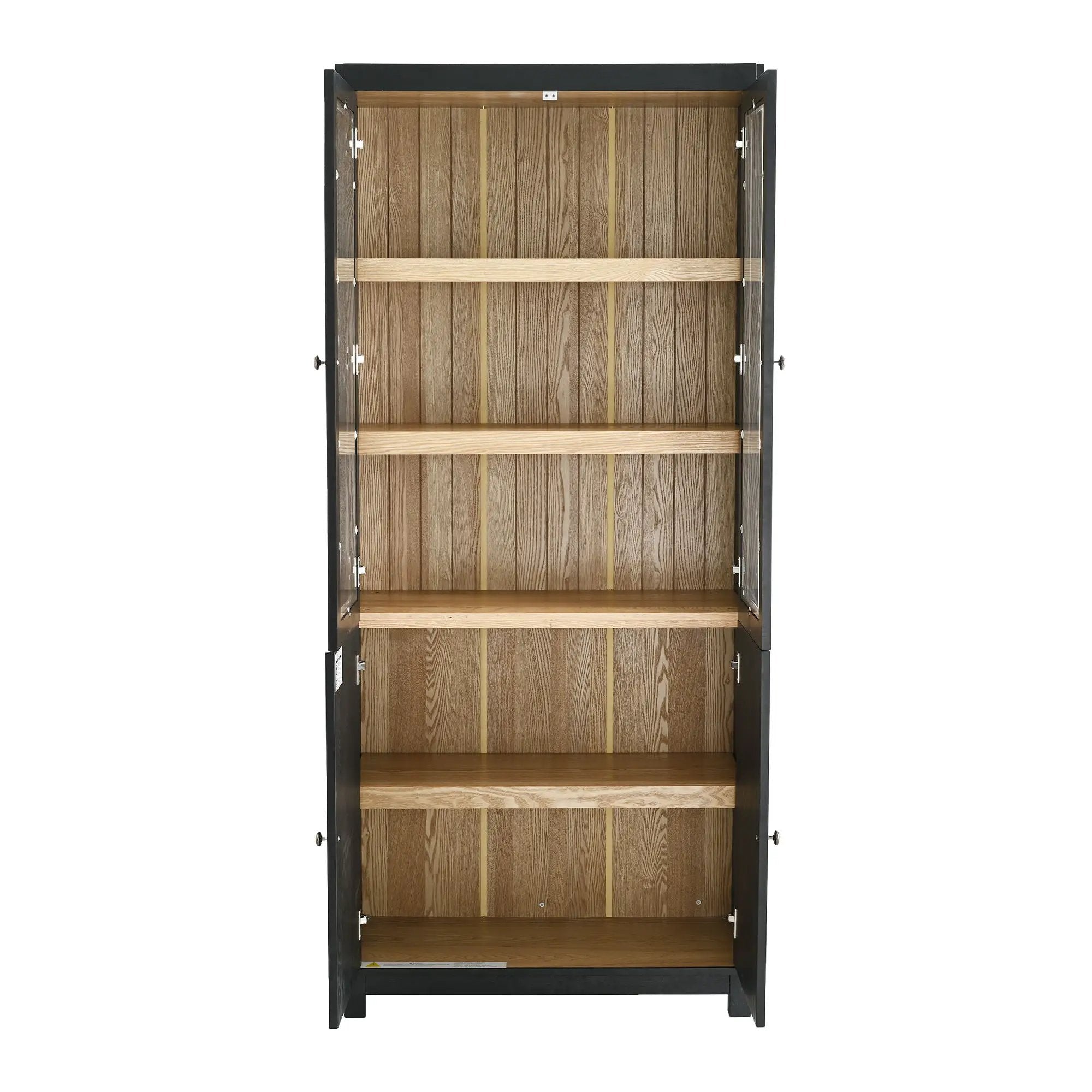 Mid Century Modern Style Tall Display Cabinet With Glass Doors For Collectibles - Black by HouseOfZazla