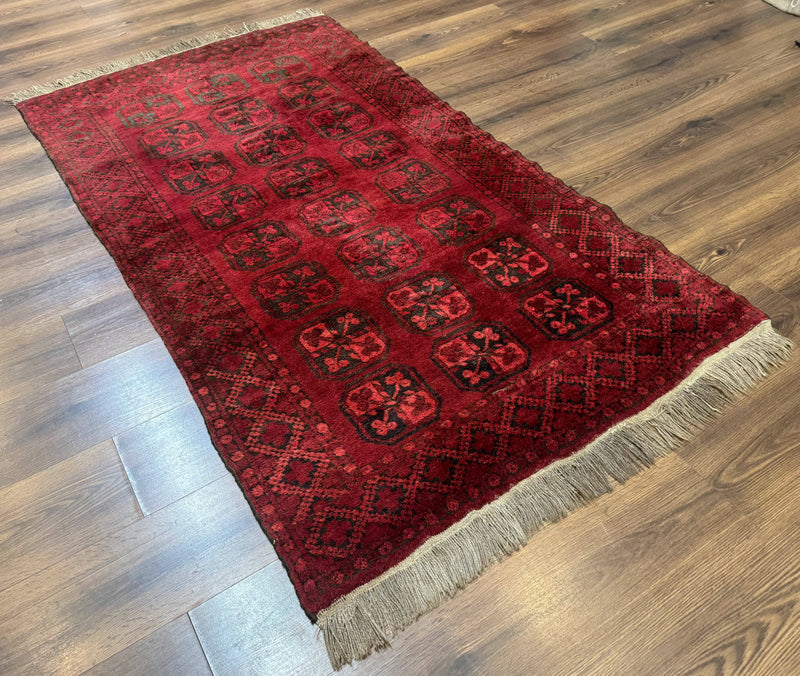 Afghan Turkoman Bokhara Bashir Rug 3x6, Red by Jewel Rugs