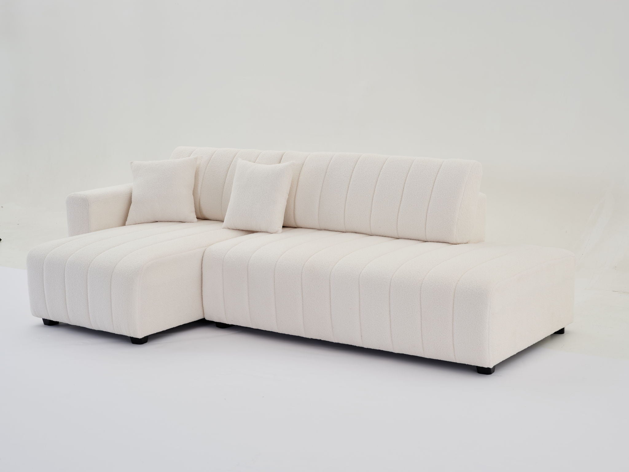 Jessica - Lamb Wool Sectional Sofa With Chaise, Versatile Configuration by HouseOfZazla