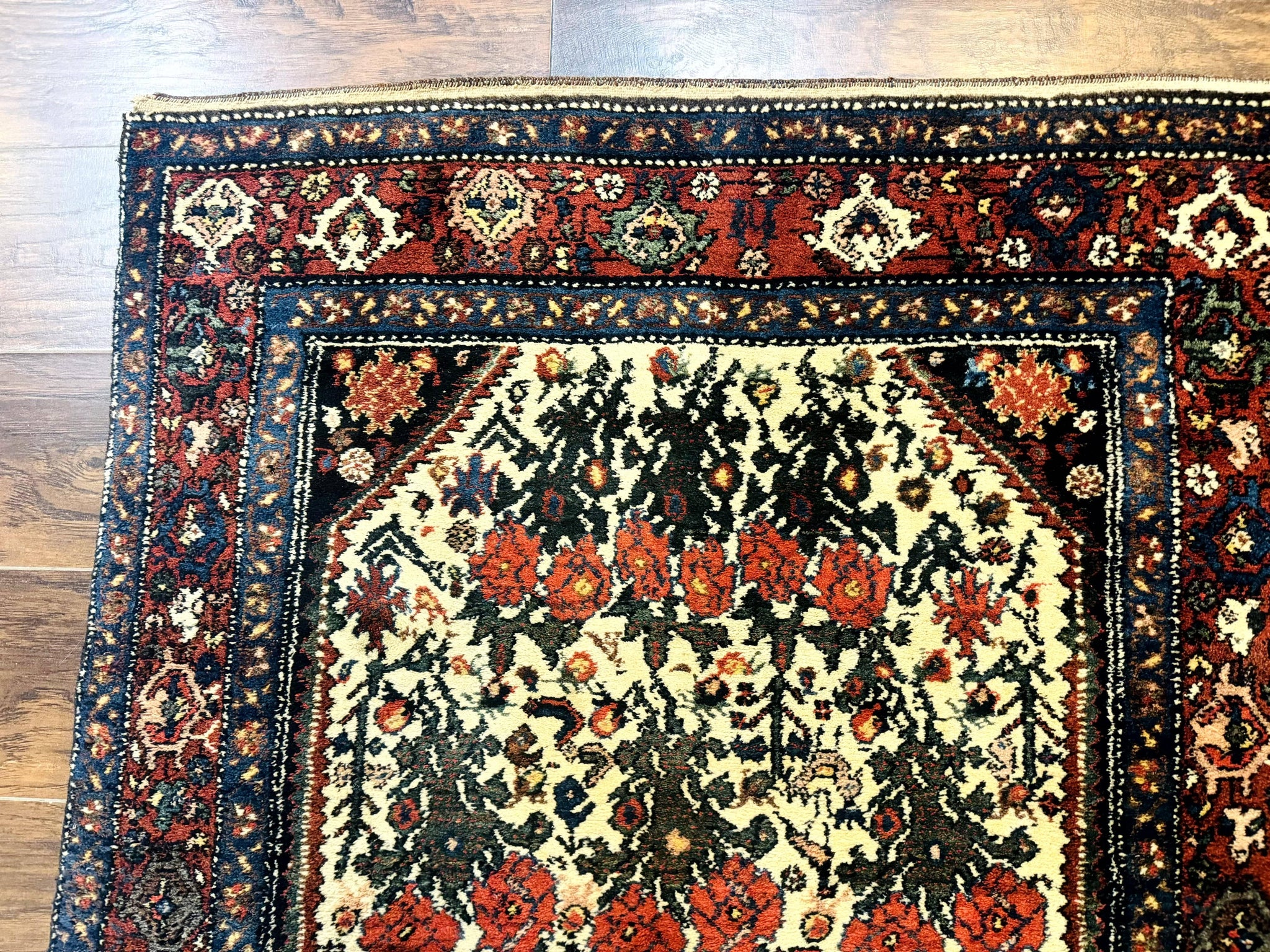 Persian Tribal Rug 3x5, Antique Persian Carpet, Floral Roses, Handmade, Persian Zanjan Rug by Jewel Rugs