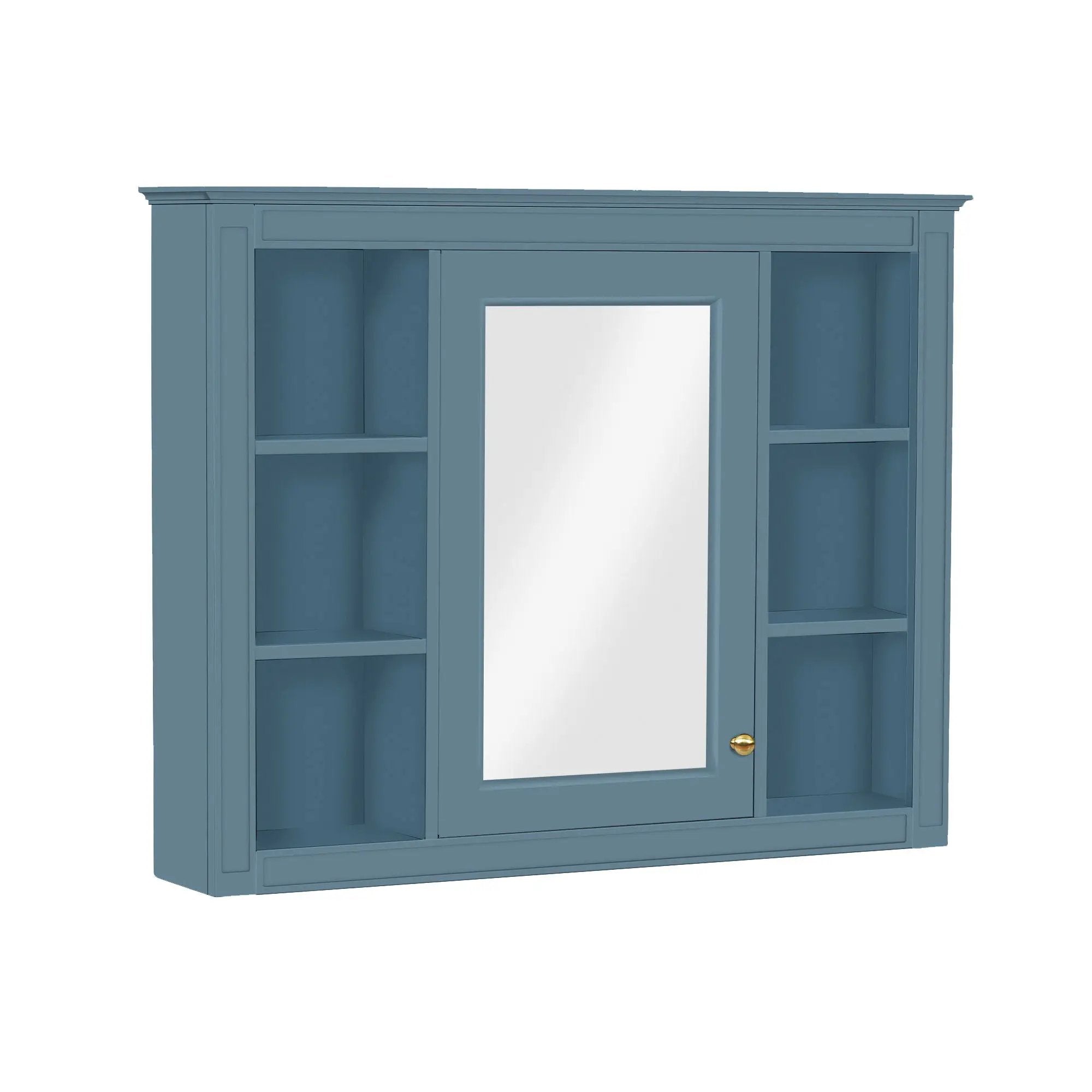 Wall Mounted Medicine Cabinet With Mirror, Storage Cabinet Featuring 6 Open Shelves And Adjustable Interior by HouseOfZazla
