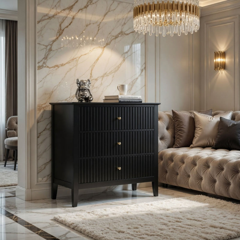 Fluted 3 Drawer Nightstand With Soft Close Slides by HouseOfZazla
