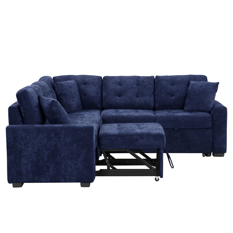 L-Shape Sofa Bed Pull-Out Sleeper Sofa With Wheels, USB Ports, Power Sockets For Living Room by HouseOfZazla