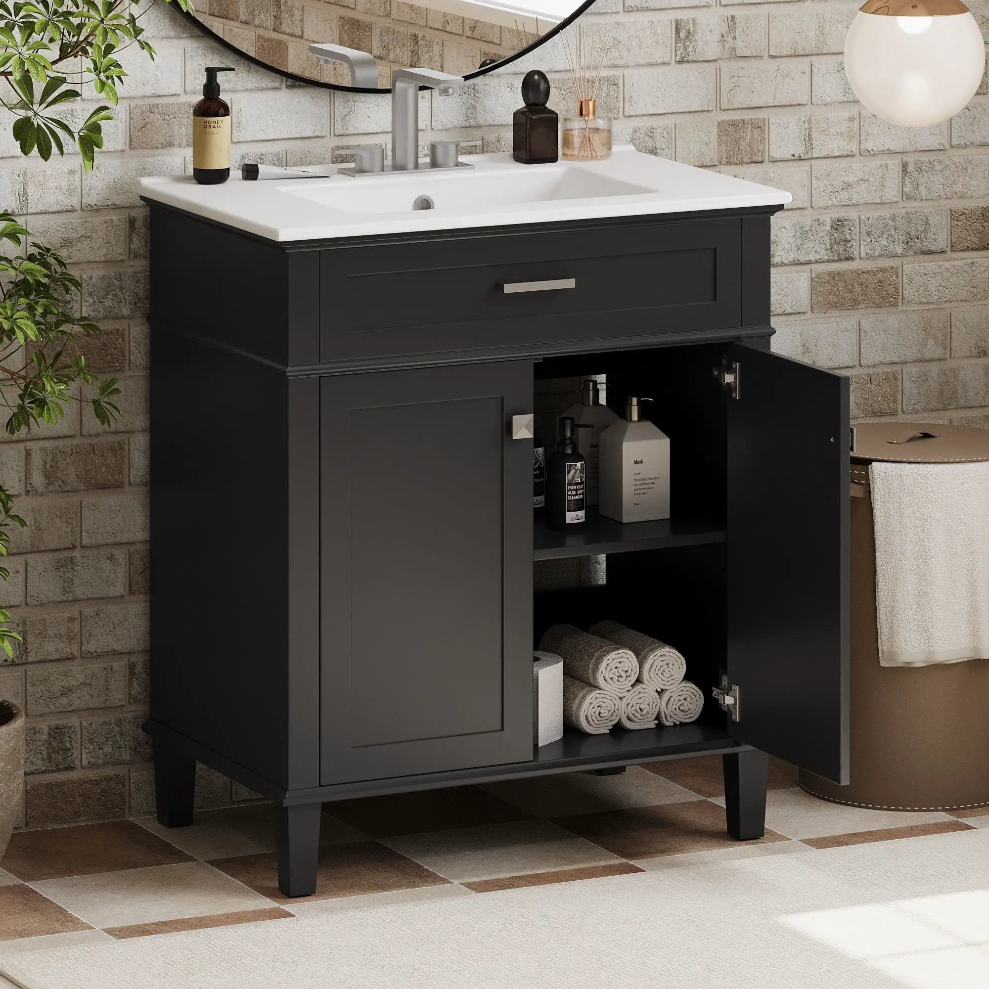 Bathroom Vanity With Ceramic Basin, Soft Close Door And Adjustable Shelves by Unique Piece Furniture