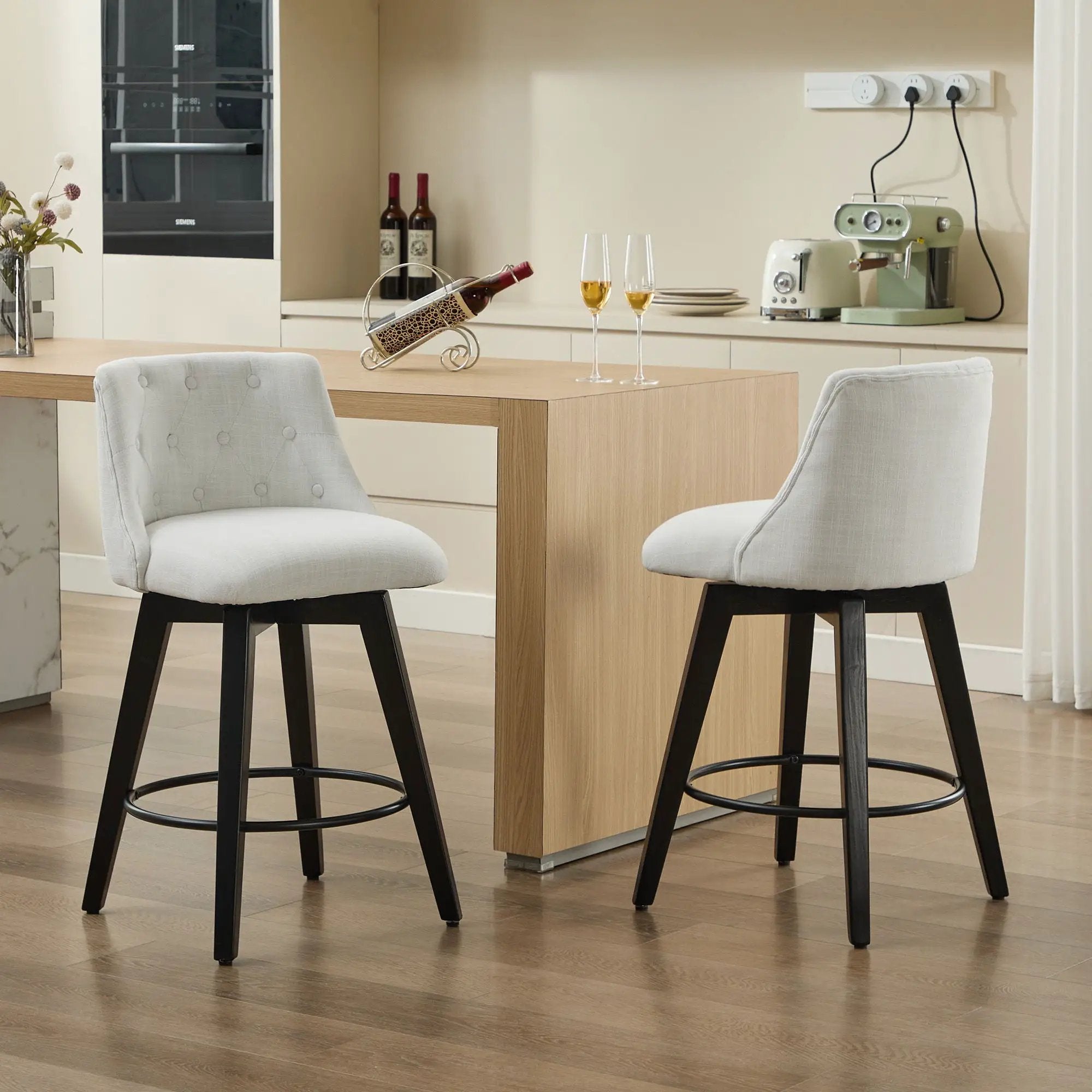 Swivel Bar Stools & Button Tufted Back (Set of 2) by HouseOfZazla