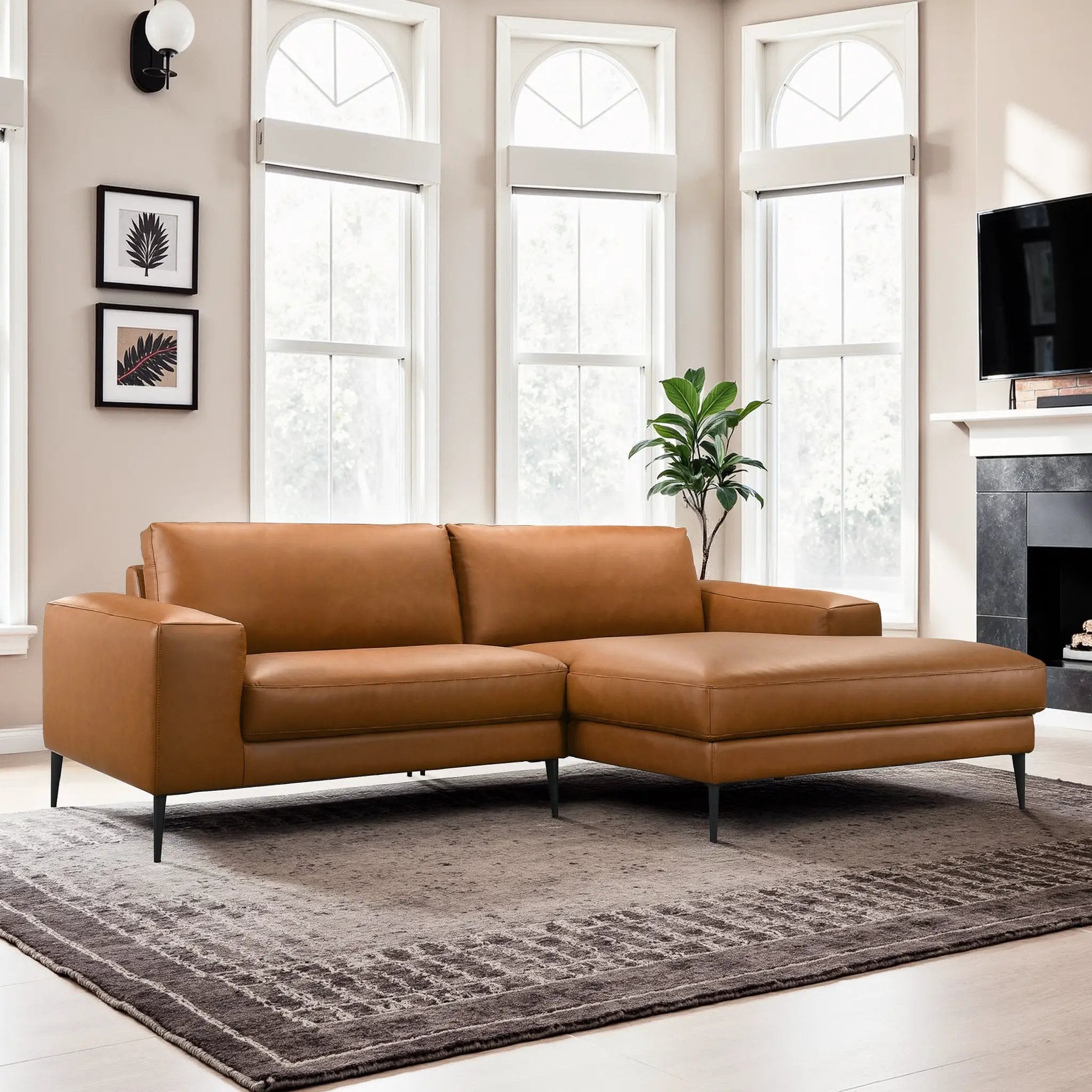 Easley Mid Century Modern Vegan Leather Wide-Arm Sofa by HouseOfZazla