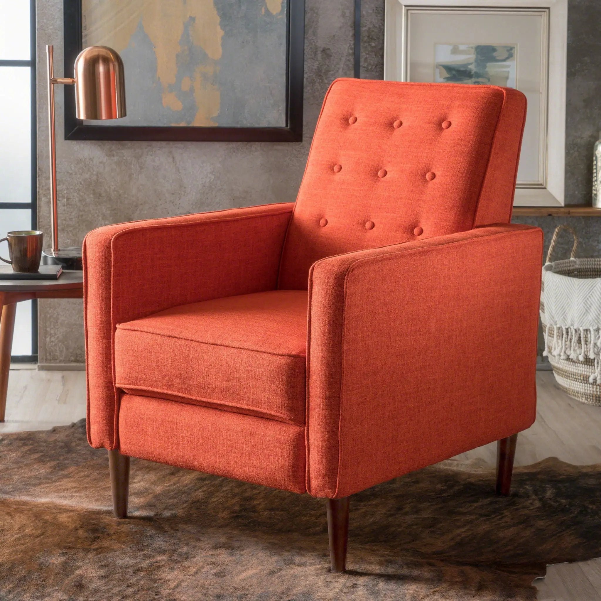 Mid-Century Modern Recliner With Button Tufted Waffle Stitch by HouseOfZazla