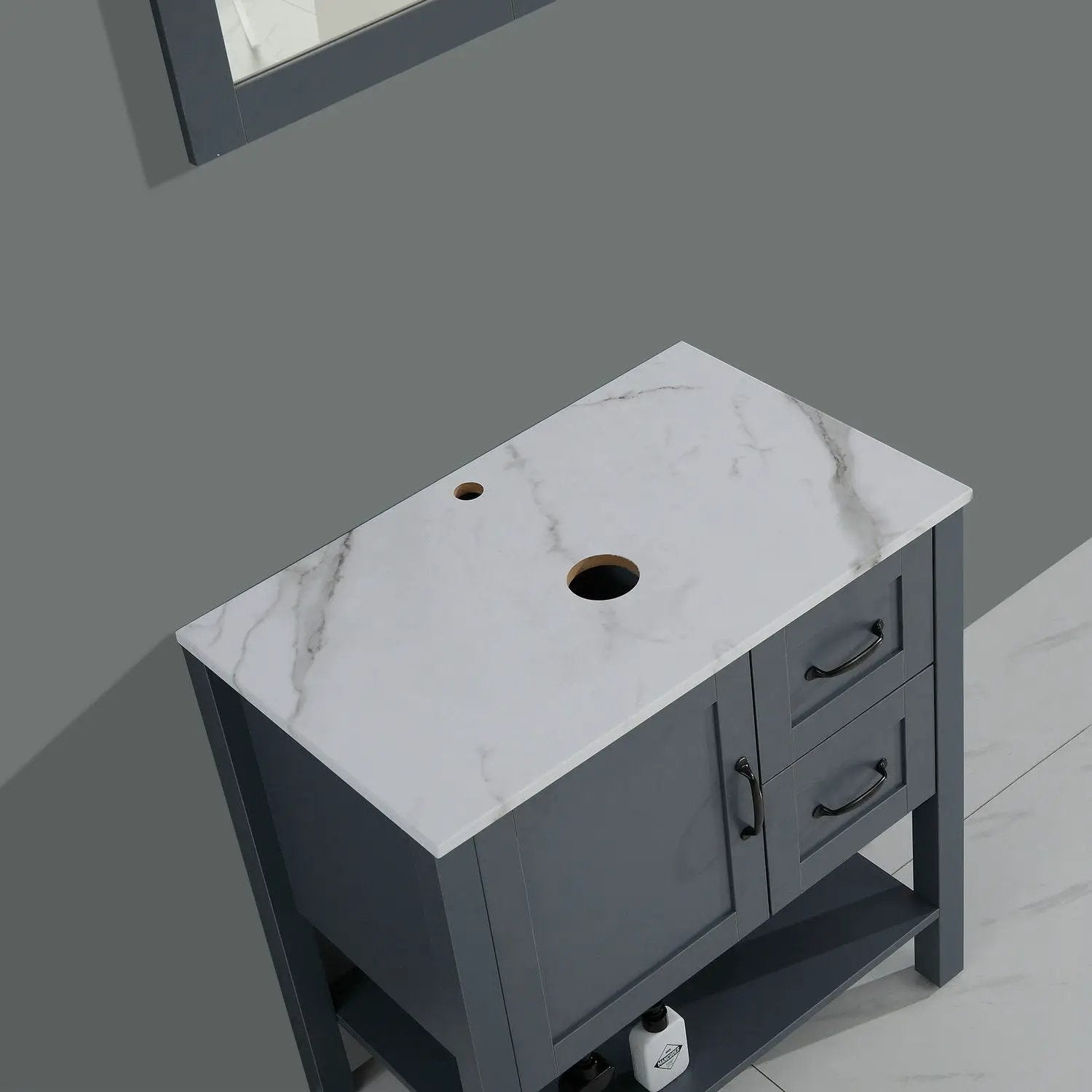 Bathroom Vanity With Mirror And Top Only - Gray by Unique Piece Furniture