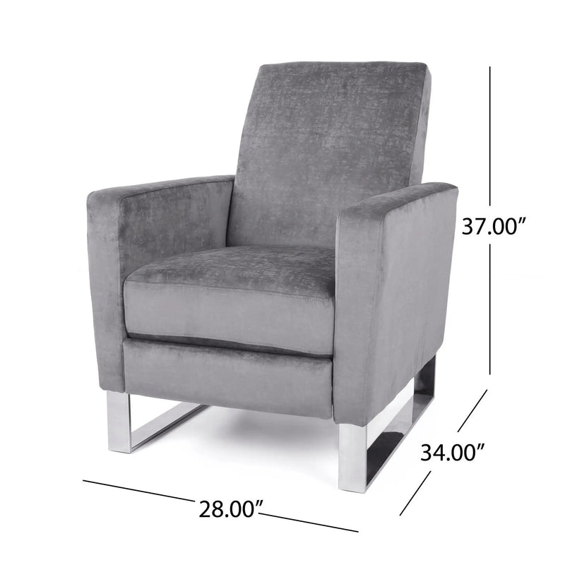 Bolt - Upholstered Recliner Chair With Stainless Steel Base - Gray / Chrome by Unique Piece Furniture