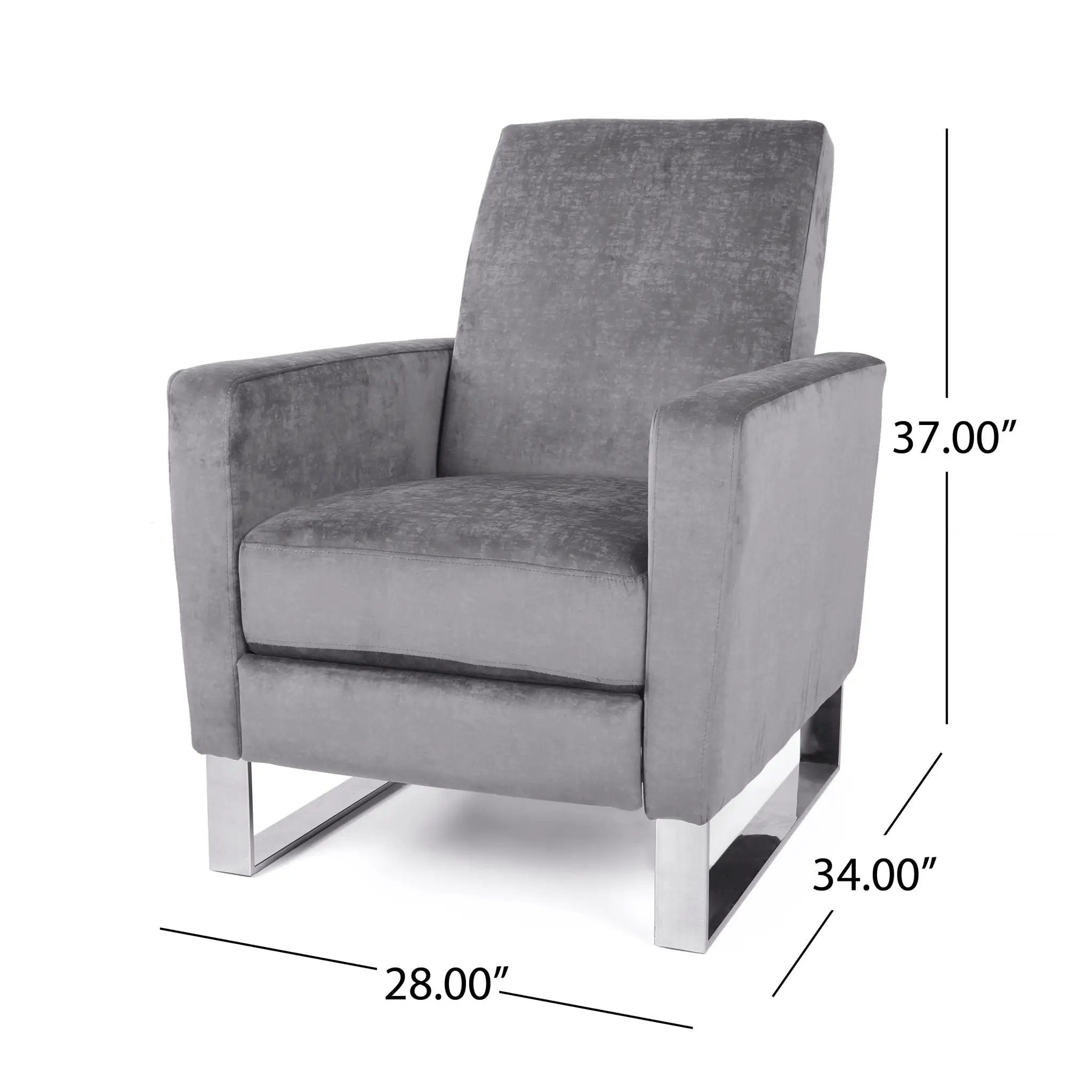 Bolt Upholstered Recliner Chair With Stainless Steel Base - Gray / Chrome by HouseOfZazla