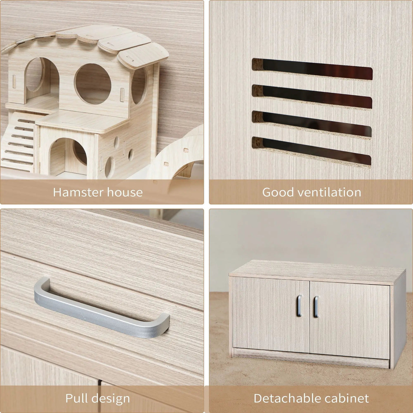 Guinea Pig Cages, Hamster Cage Wood With Independent Storage Cabinet, House For Rat Chinchilla With Guinea Pig Hutch And Bridge, Openable Top With Acrylic Sheets by HouseOfZazla