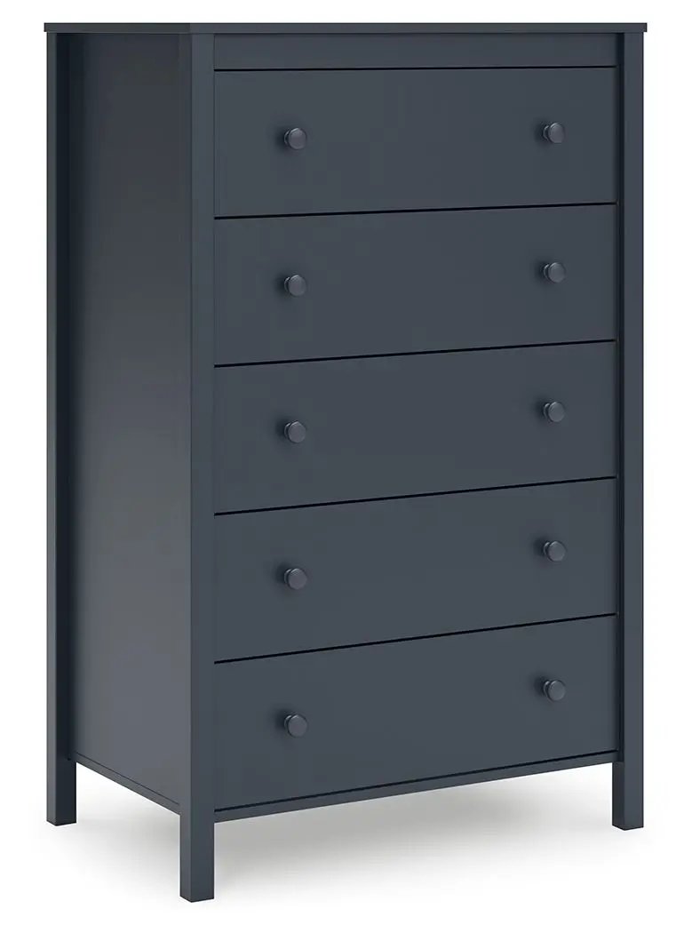 Simmenfort - Five Drawer Chest - Navy Blue by Unique Piece Furniture