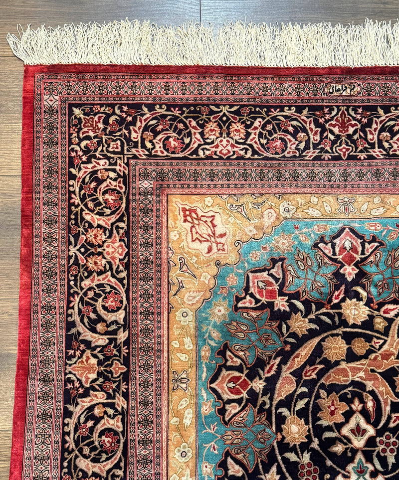 Magnificent Persian Qum Silk Rug 3x5, Exceptionally Fine 780 KPSI, Signed, Rare by Jewel Rugs