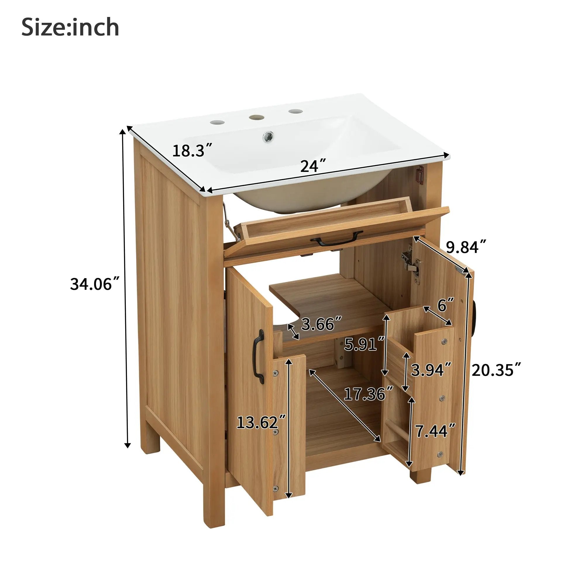 24" Bathroom Vanity with Solid Wood Frame by HouseOfZazla
