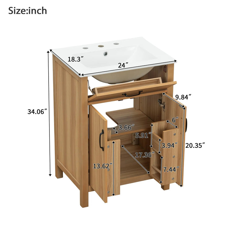 24" Bathroom Vanity with Solid Wood Frame by HouseOfZazla