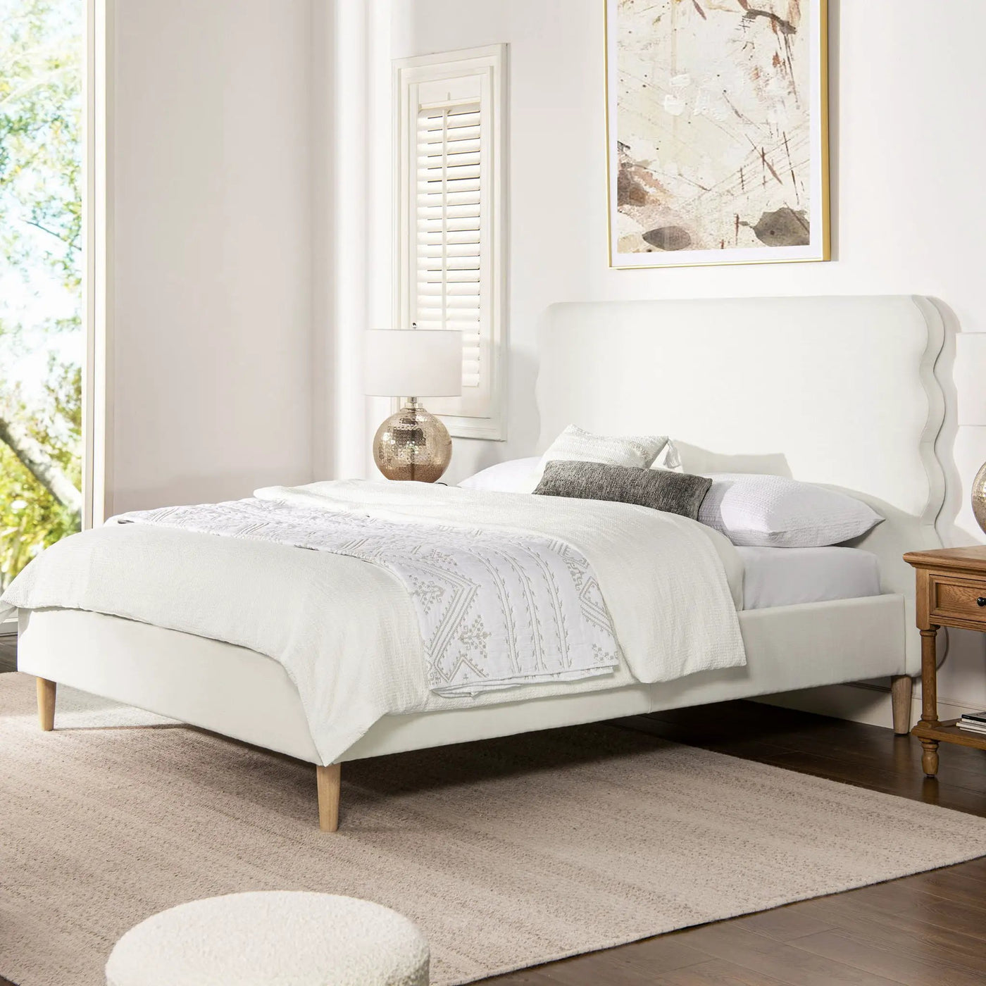 Stockholm - Modern Wavy Headboard Platform Bed by HouseOfZazla
