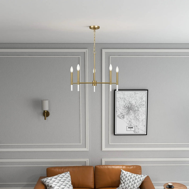 Courtyard - 5 Light Candle Chandelier - Clear / Gold by HouseOfZazla